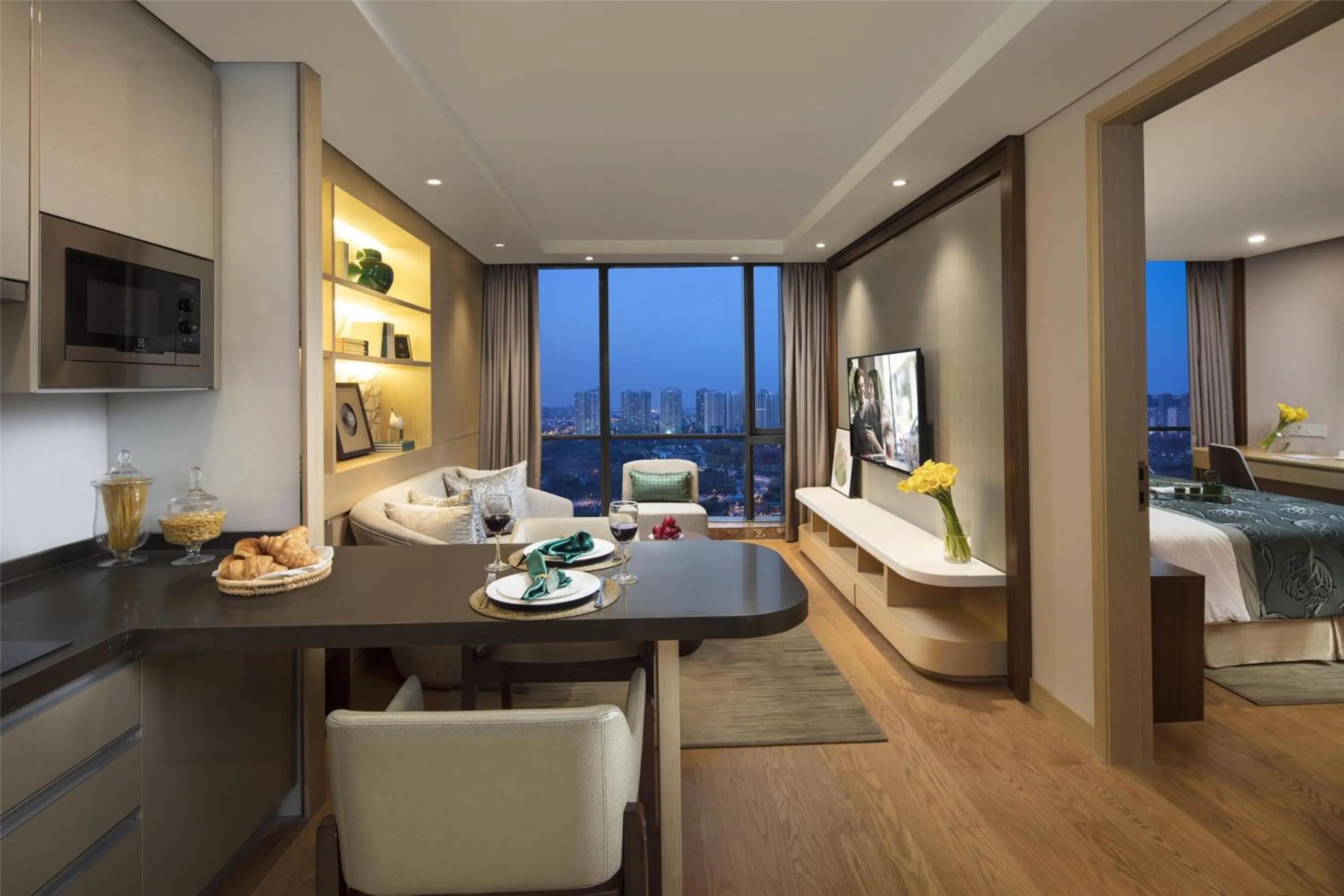 Kitchen or kitchenette, Bed in Somerset Baitang Suzhou