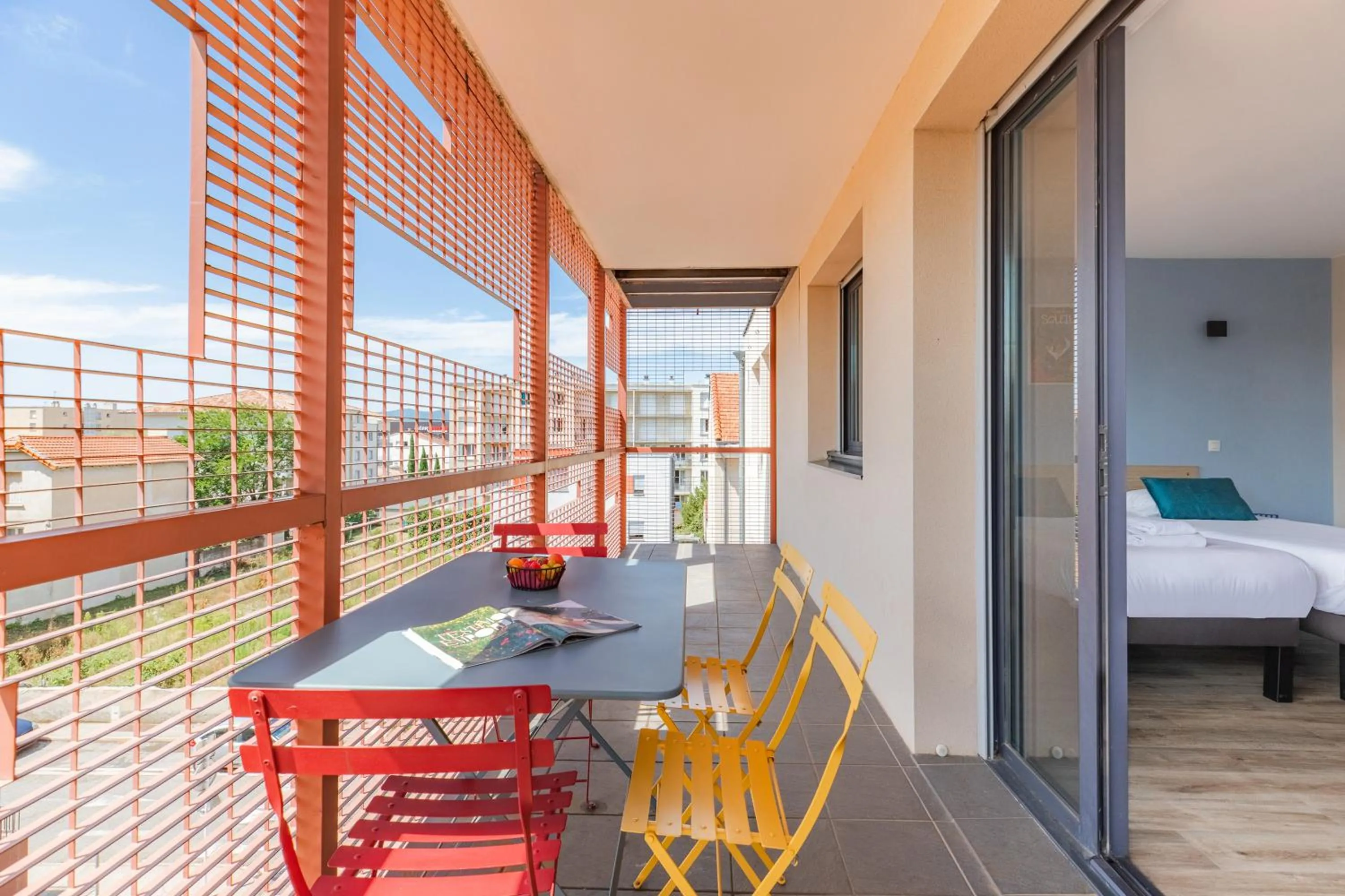 Patio, Bed in Appart'City Classic Montelimar