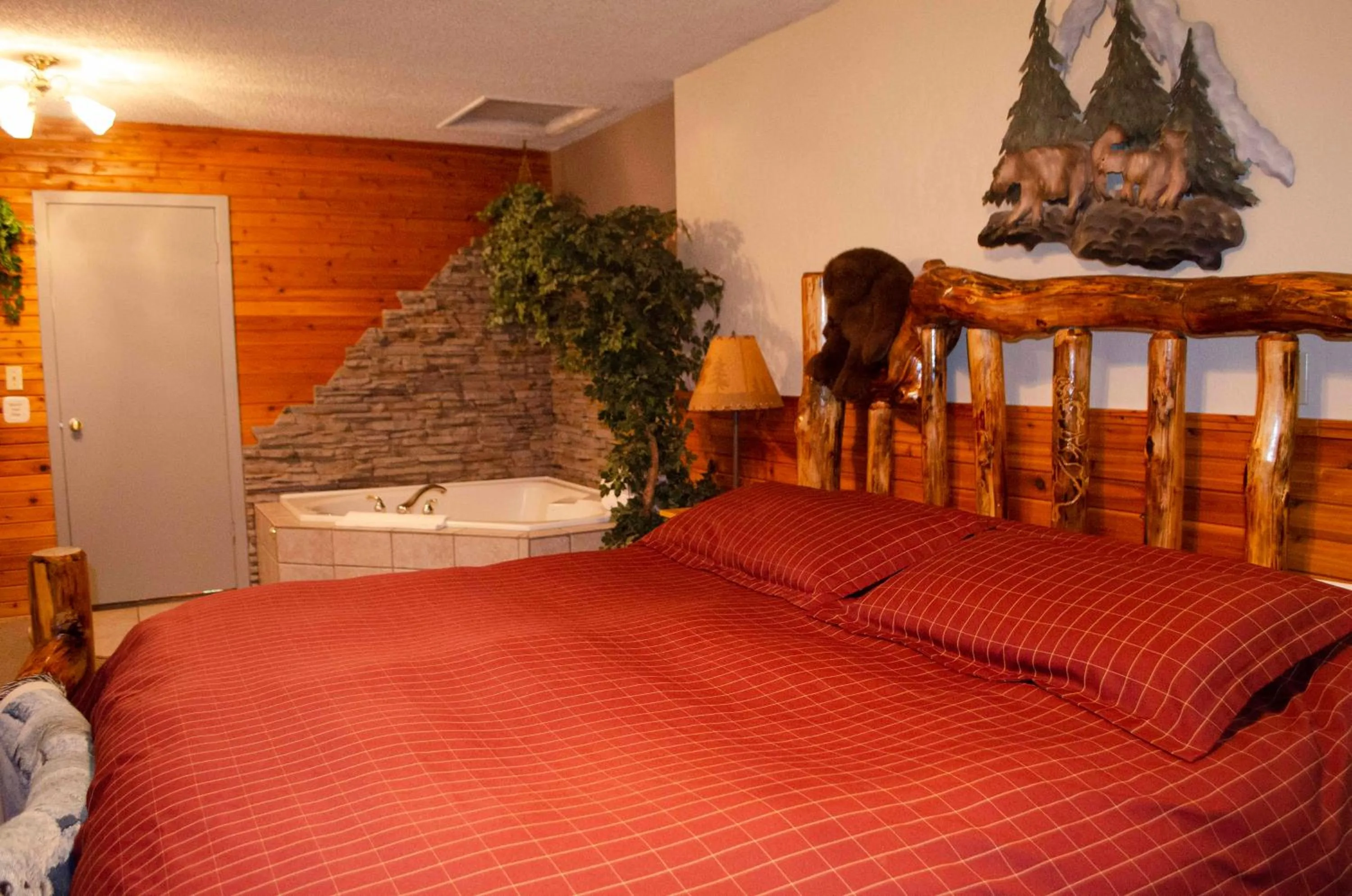 Bed in Crandell Mountain Lodge