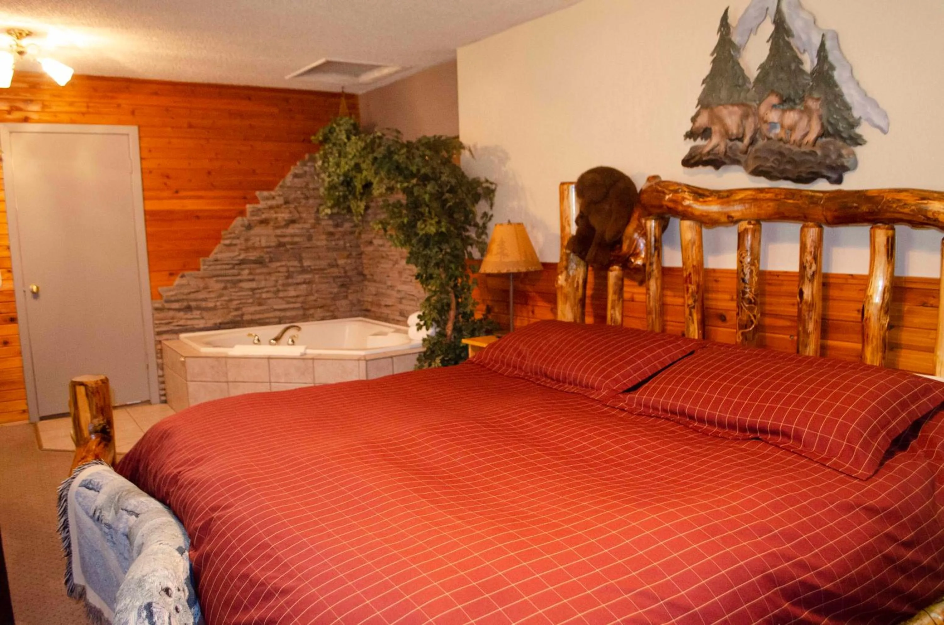 Bed in Crandell Mountain Lodge