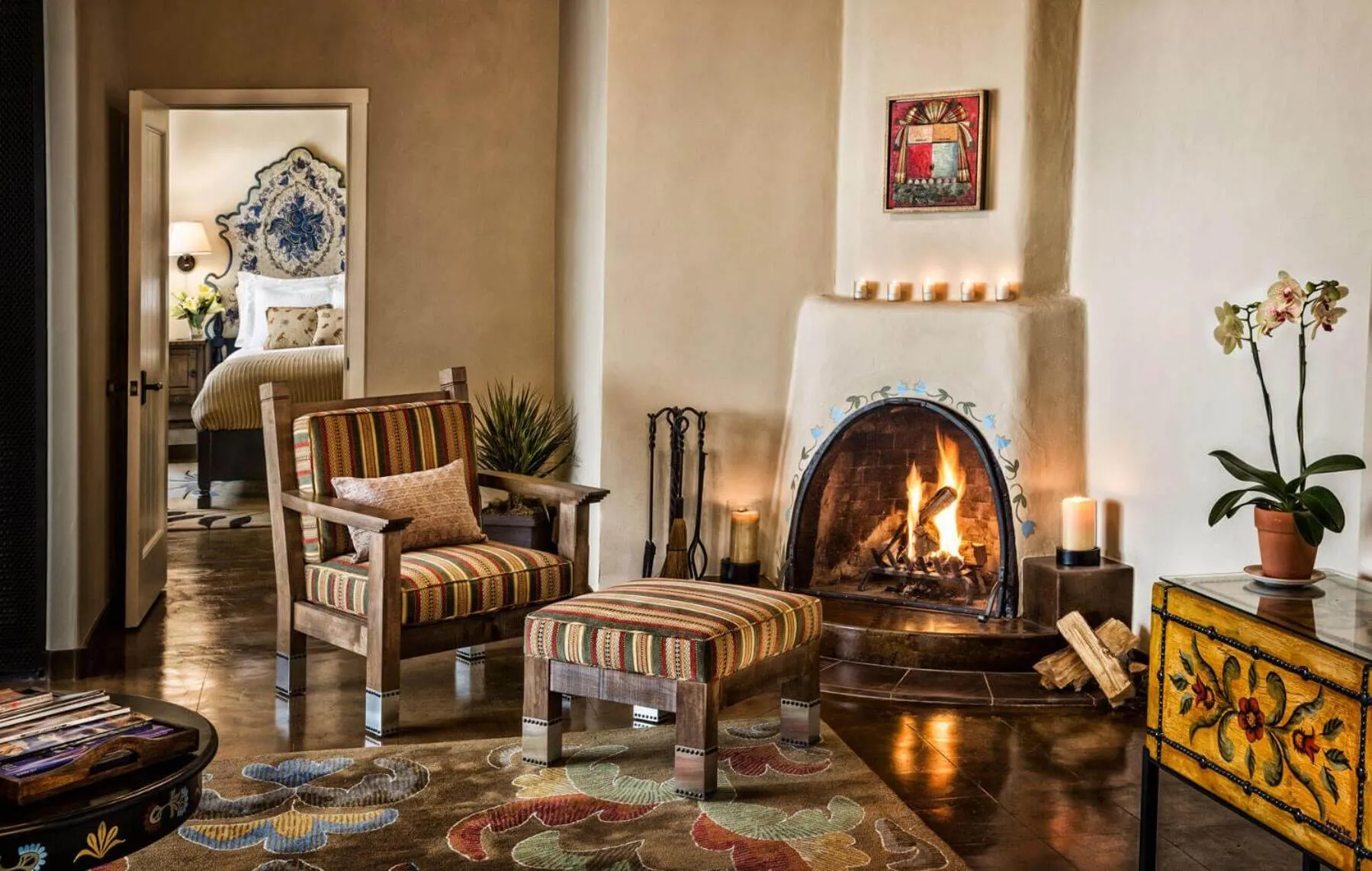 fireplace in La Fonda on the Plaza