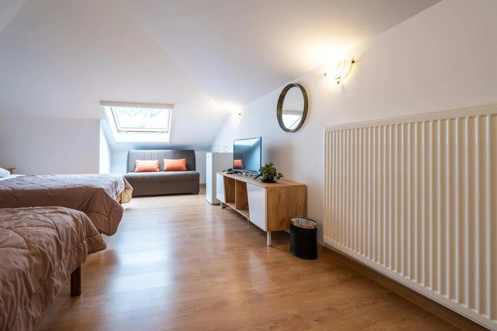 Bed in Olympus View Rooms Sauna & Spa