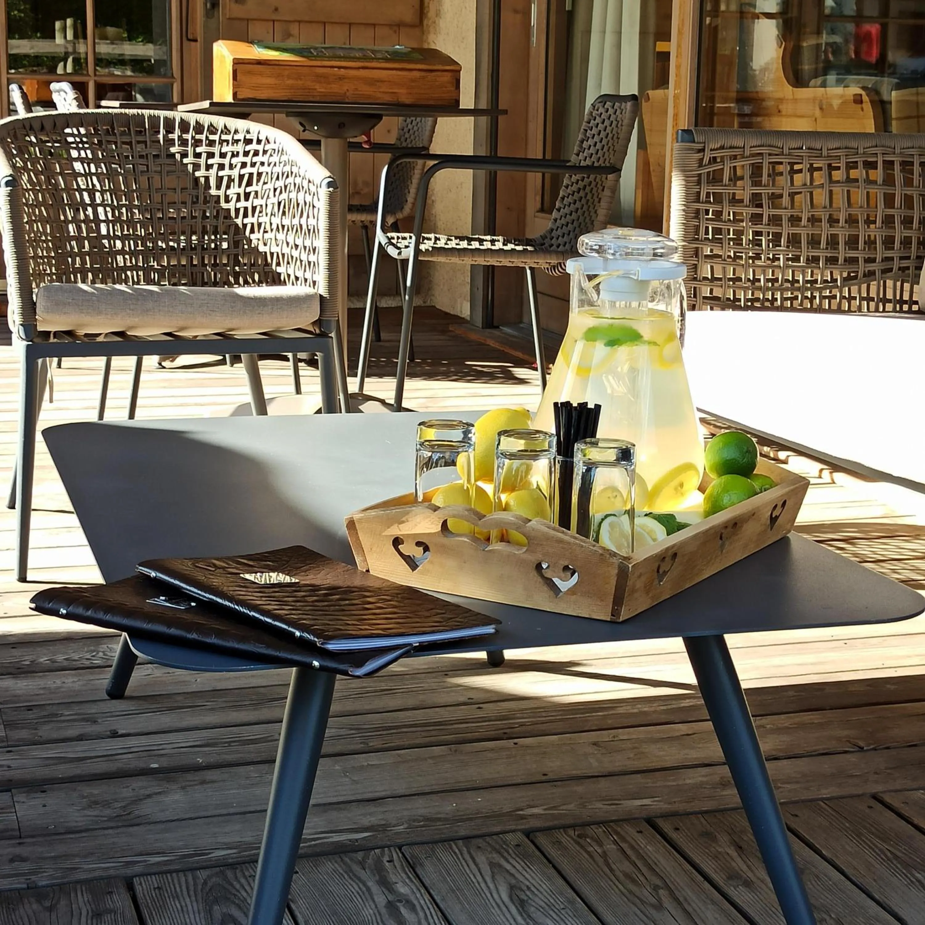 Patio in Hôtel La Grange d'Arly