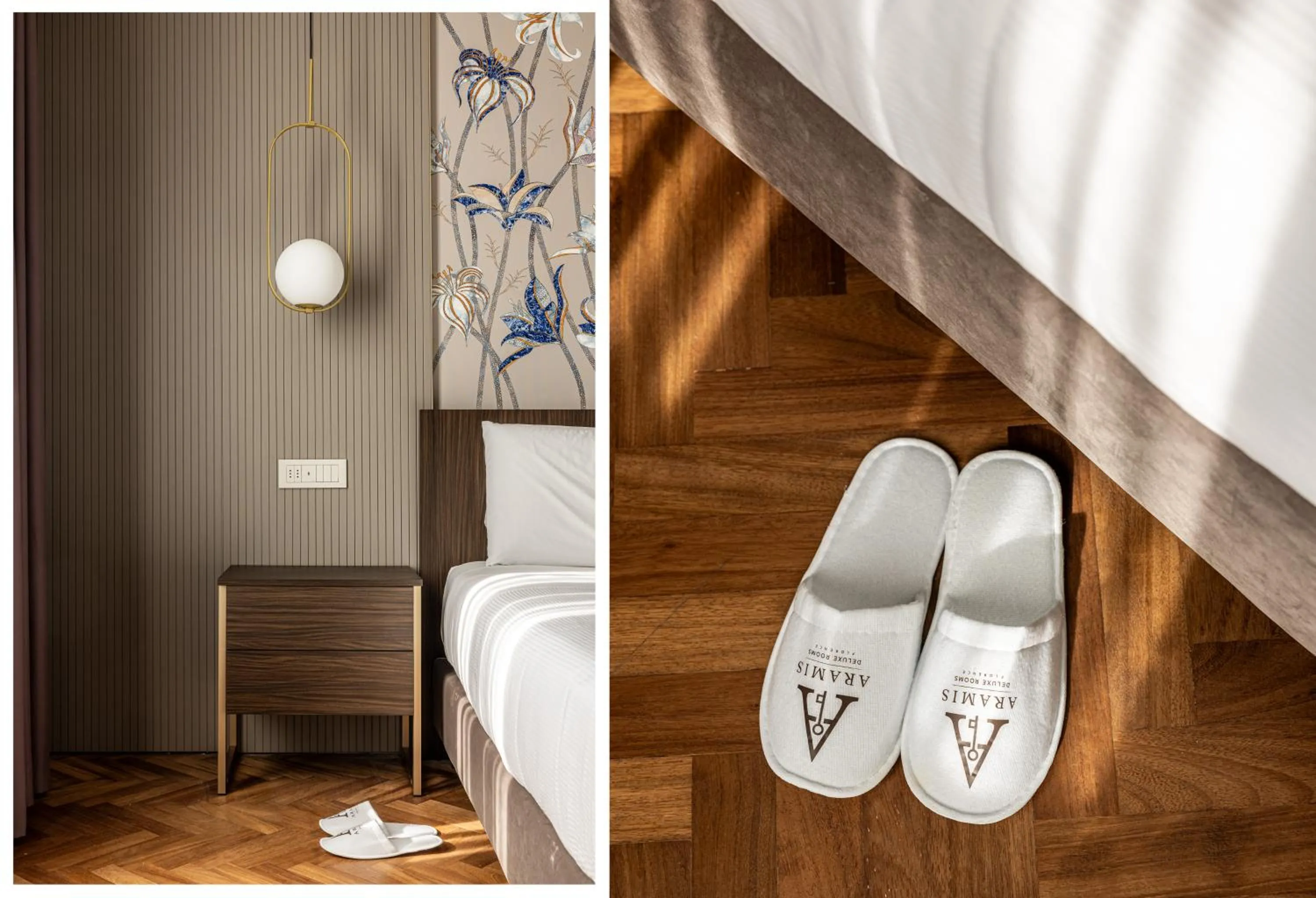 Decorative detail, Bed in Aramis Deluxe Rooms