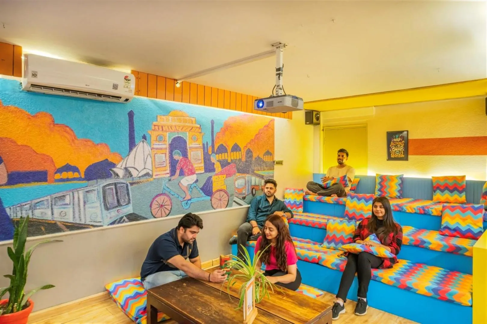 group of guests in goSTOPS Delhi - Private Rooms & Dorms