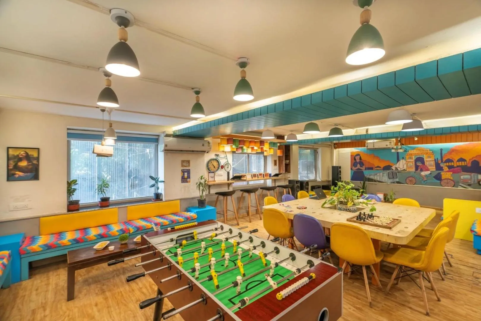 Seating area in goSTOPS Delhi - Private Rooms & Dorms