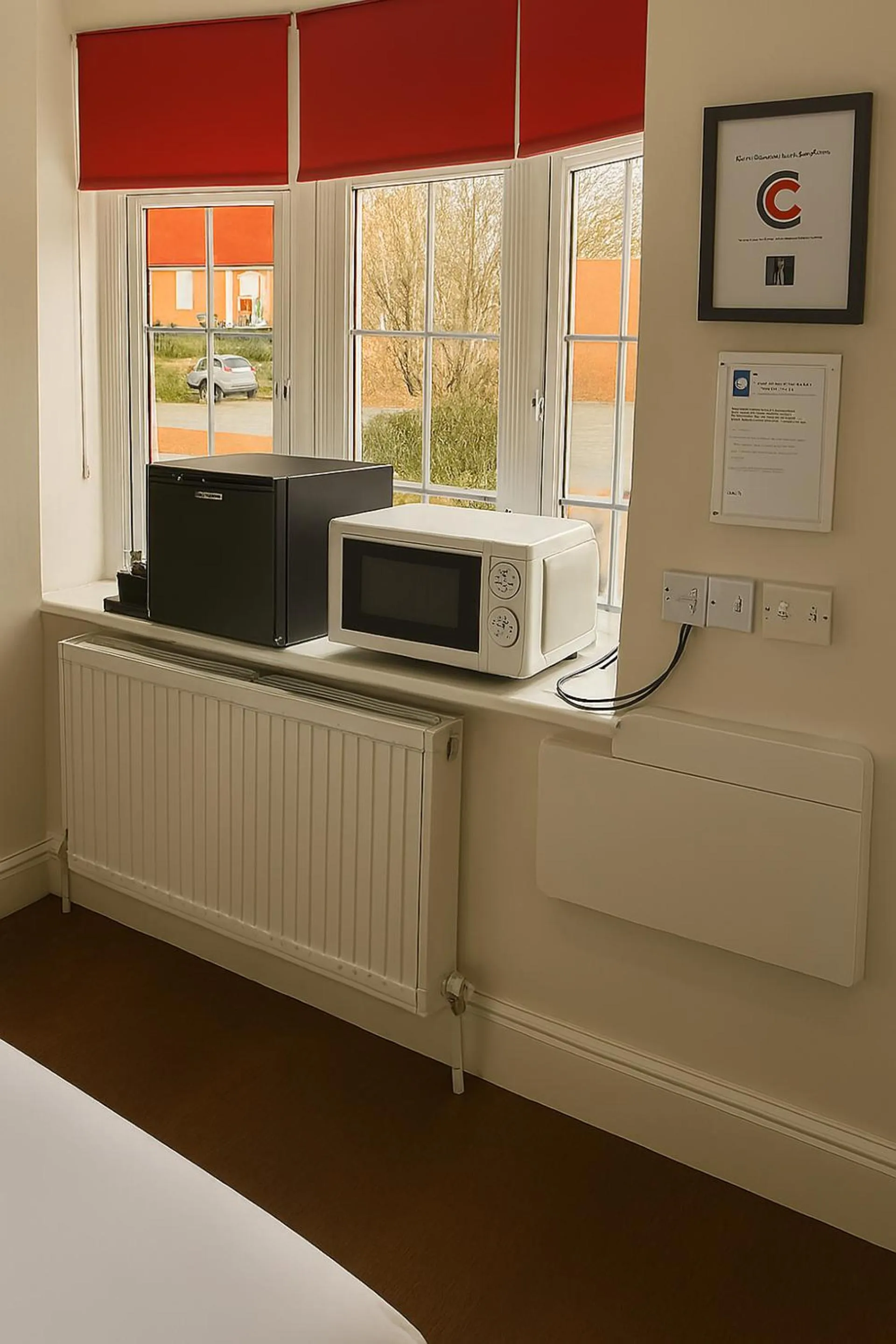 microwave, Bed in The Railway Sleeper Lodge