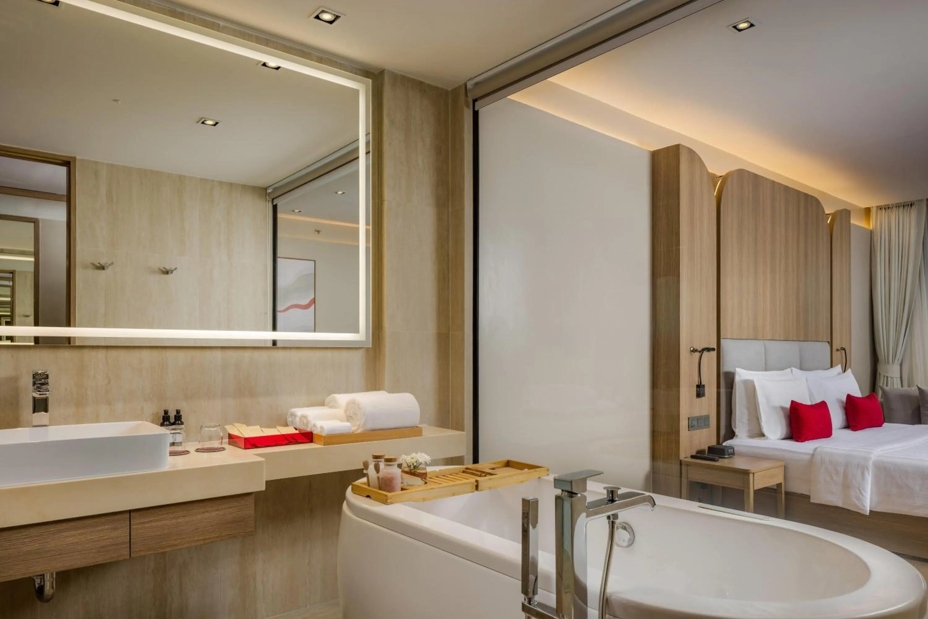 Bathroom, Bed in Ramada Resort by Wyndham Khao Lak