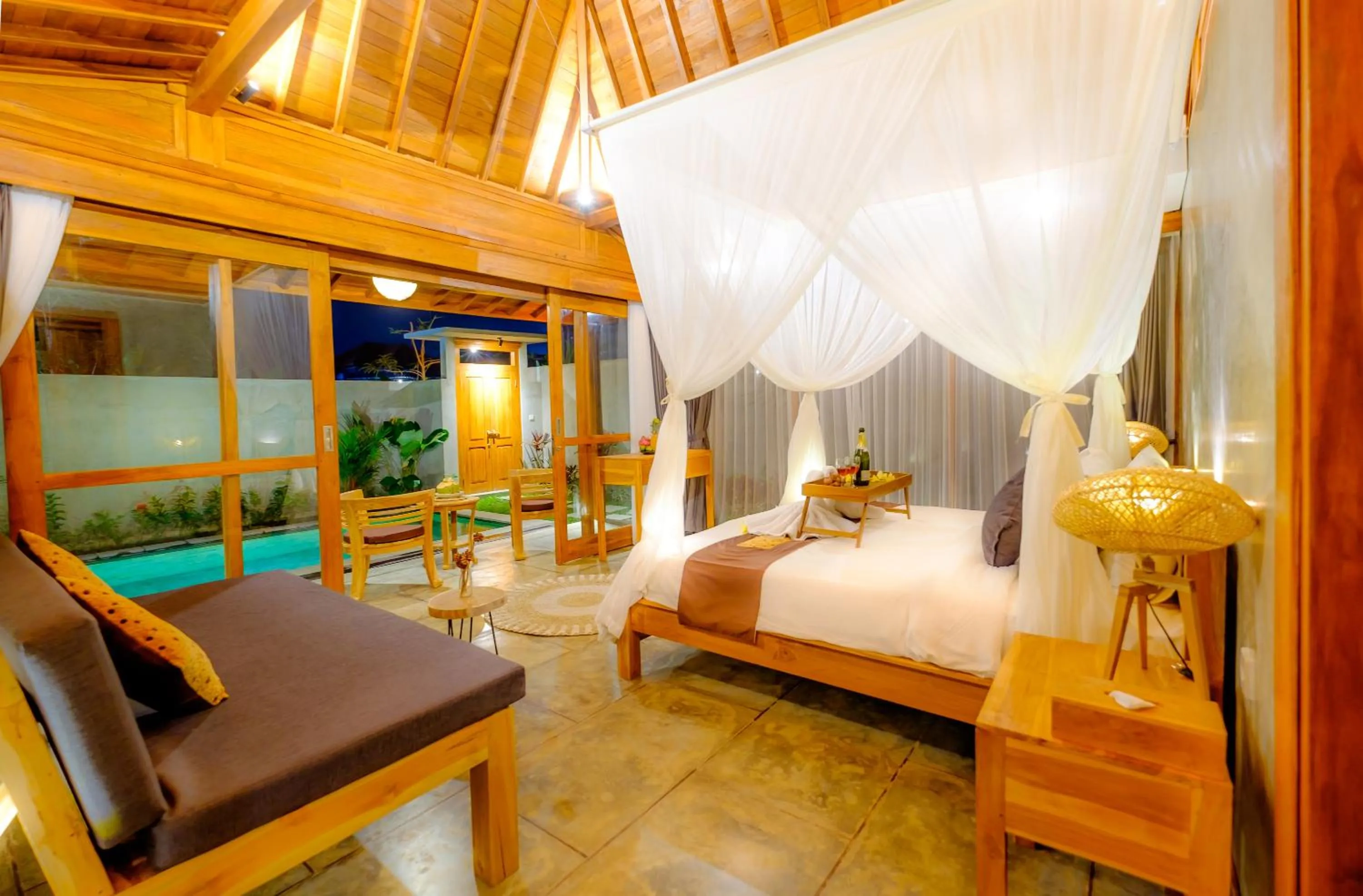 Patio, Bed in Canggu Wooden Green Paradise