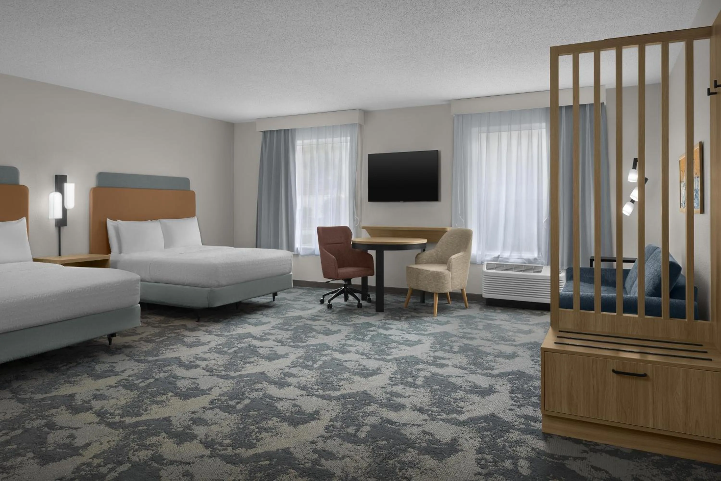 Living room, Bed in Hampton Inn & Suites Huntersville