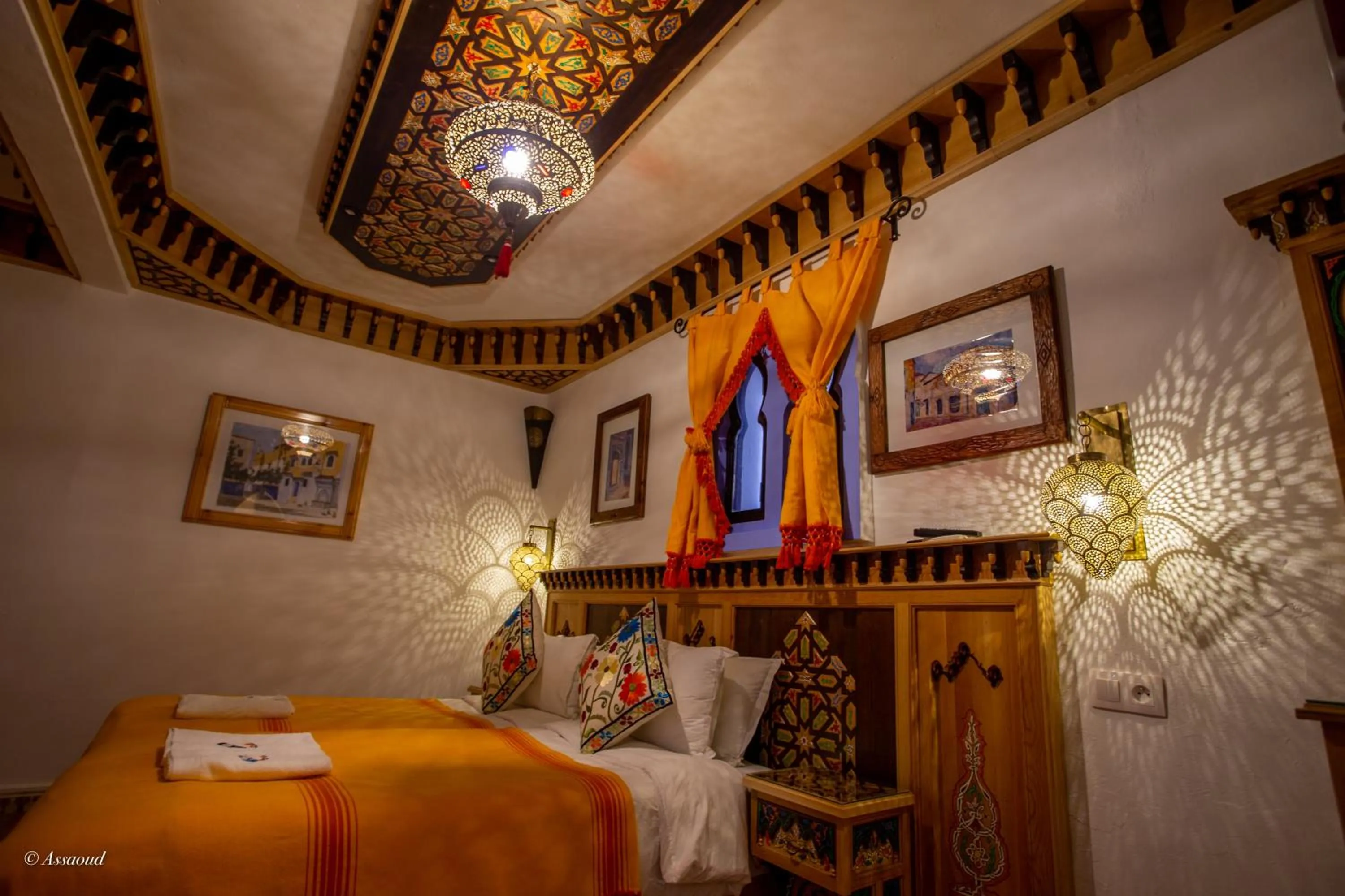 Bed in Hotel Dar Mounir