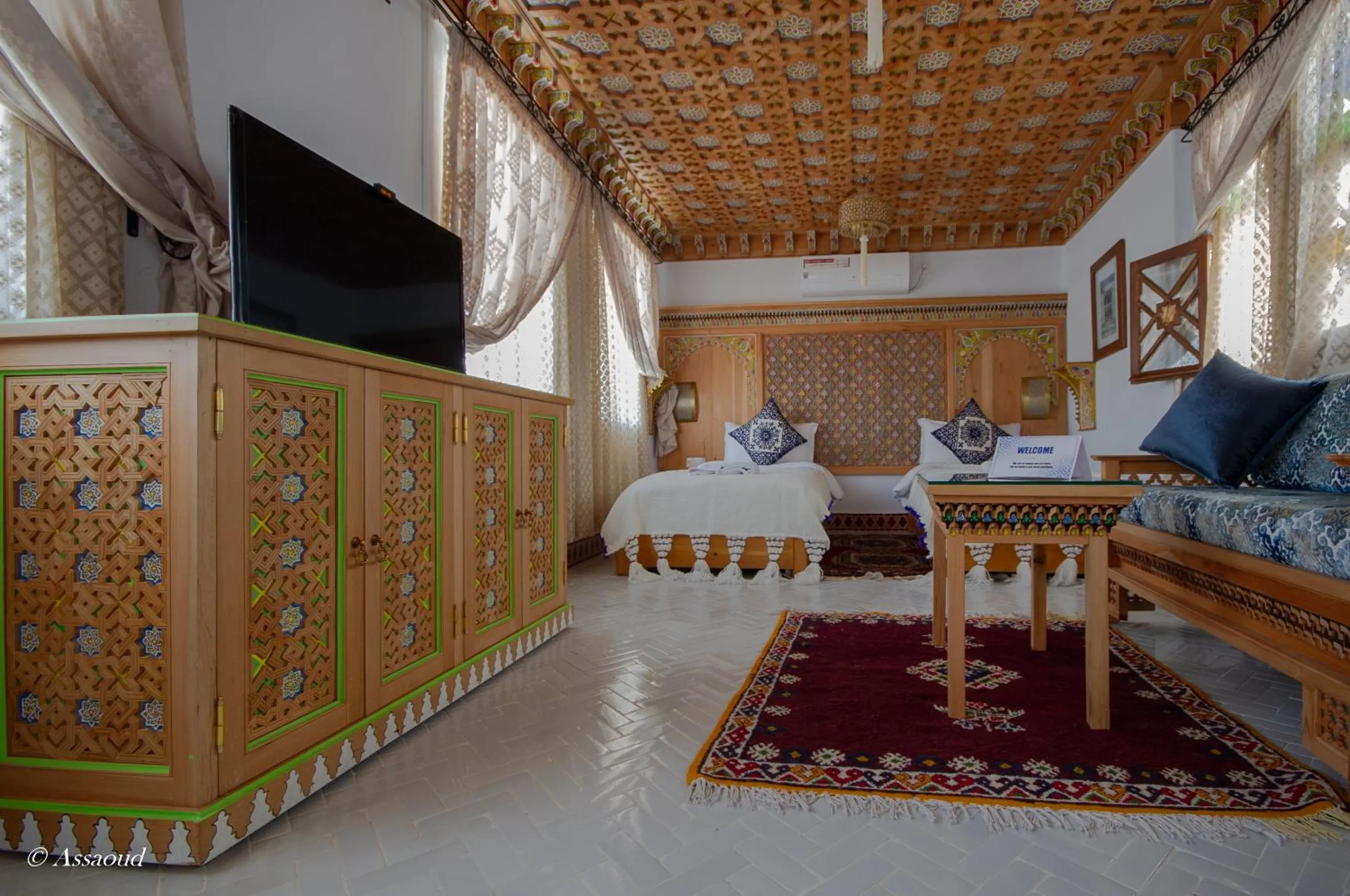 Bed in Hotel Dar Mounir