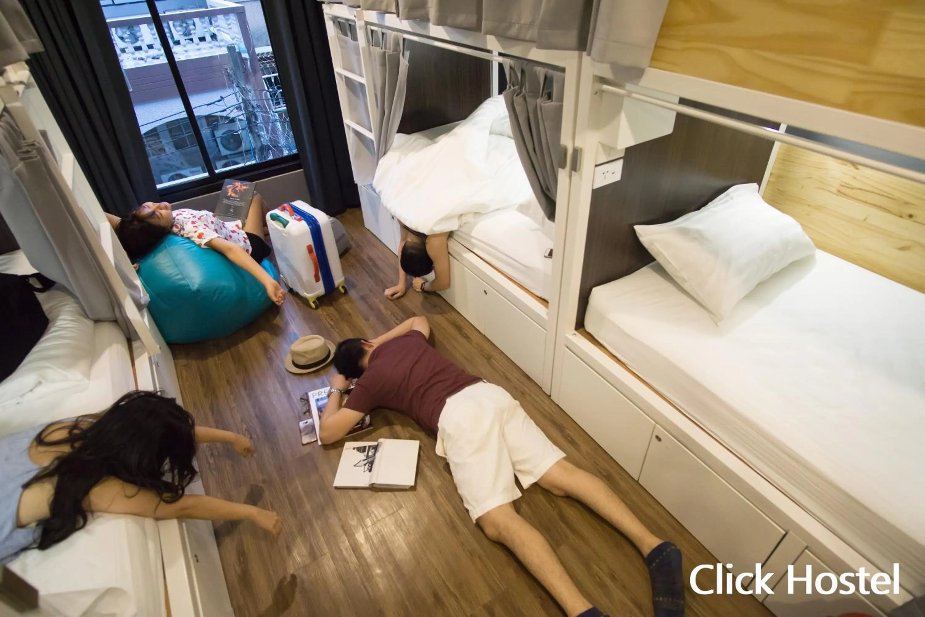 People, Bed in Click Hostel