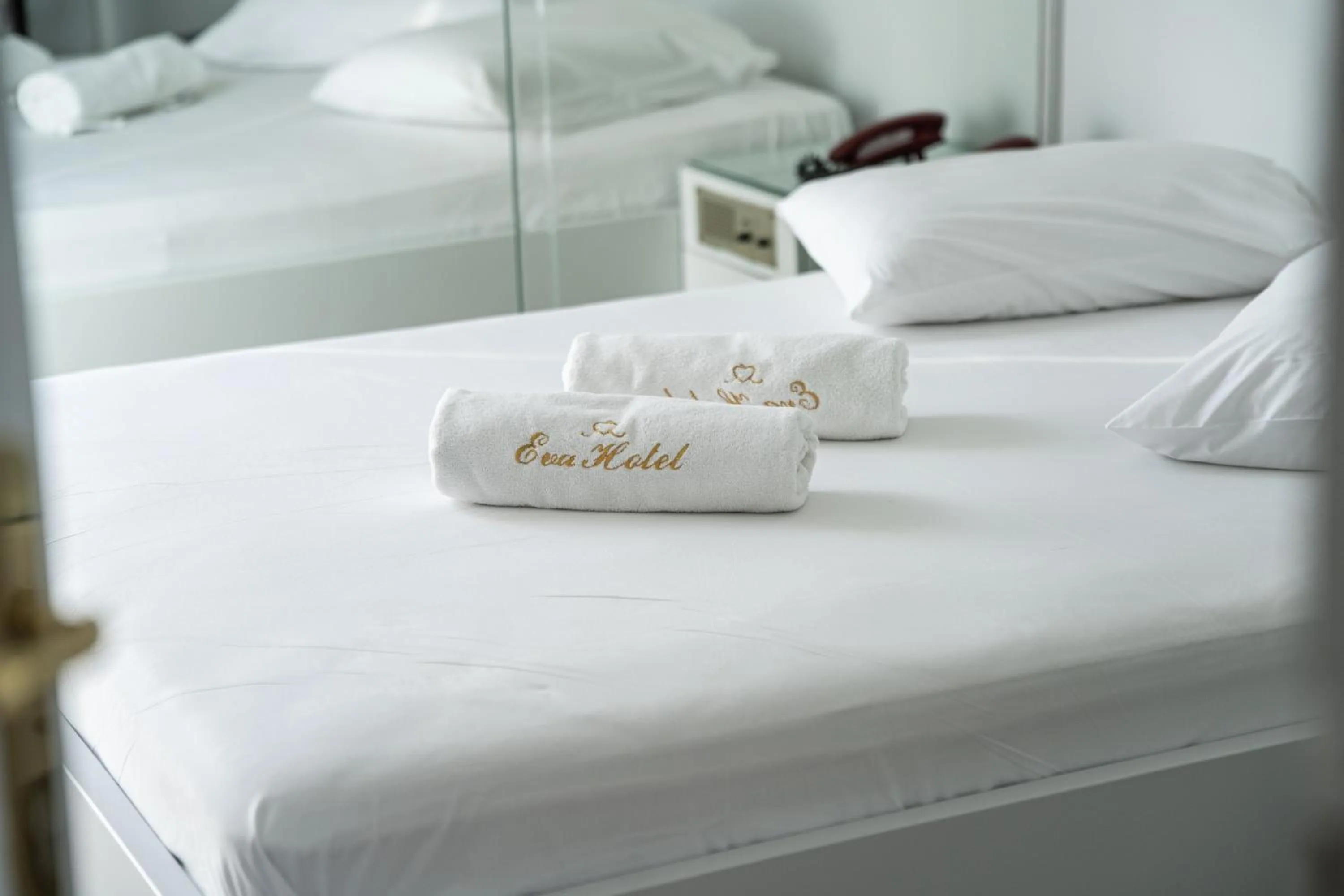 Bed in Eva Hotel Piraeus