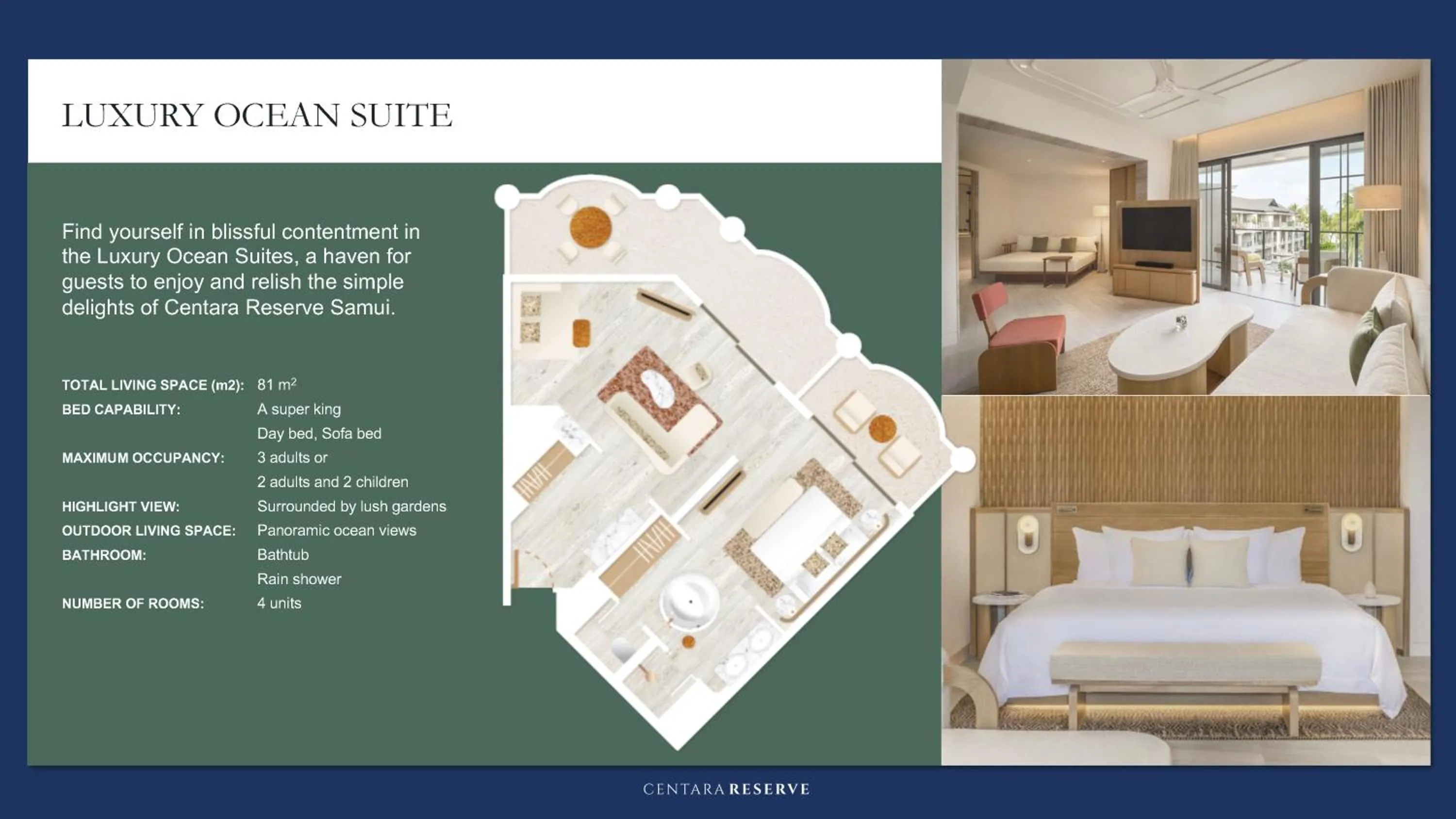 Floor plan, Bed in Centara Reserve Samui