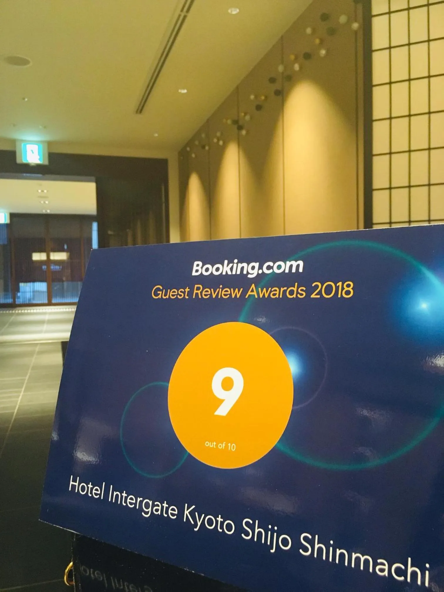 Certificate/Award in Hotel Intergate Kyoto Shijo Shinmachi