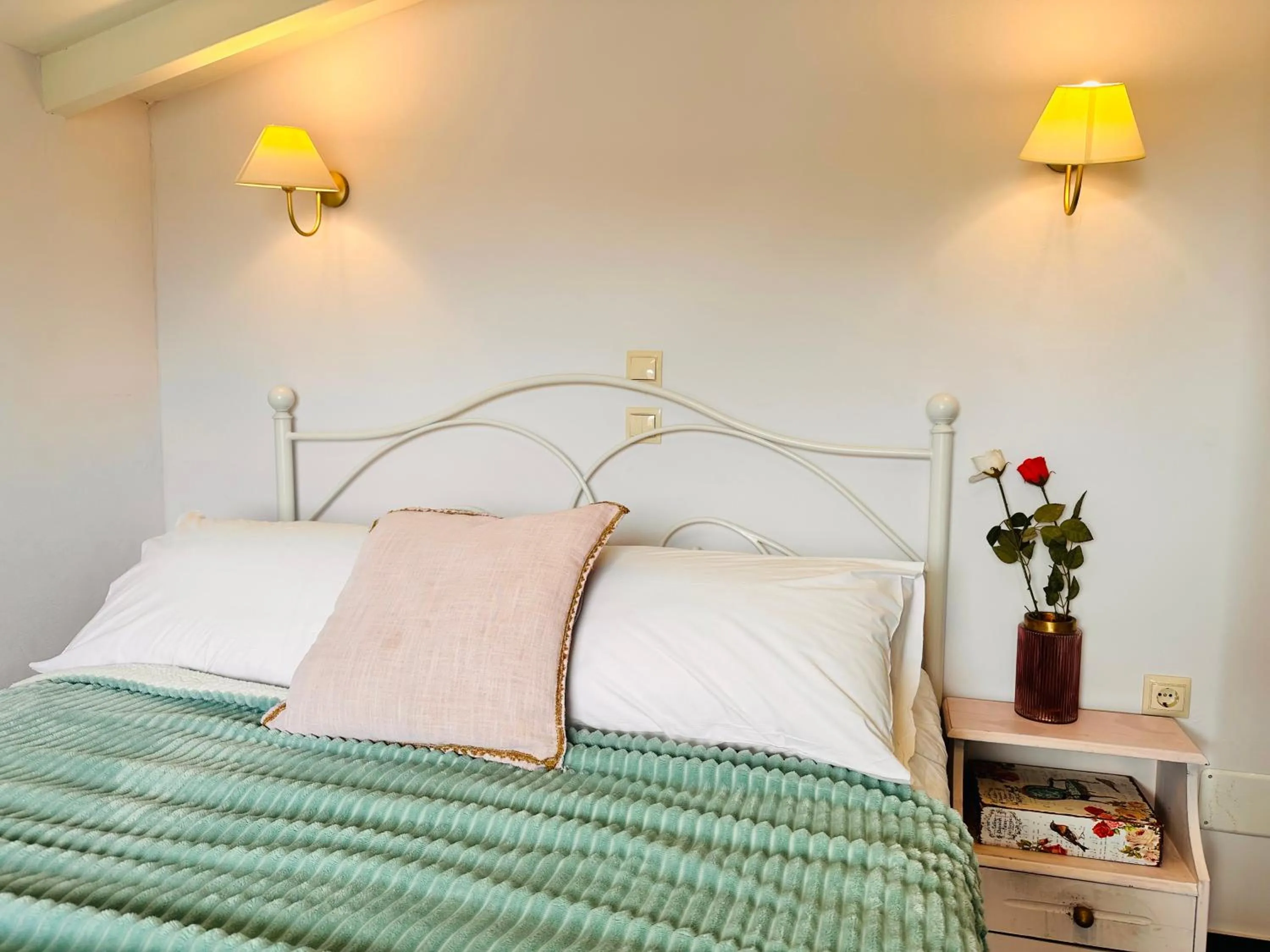 Bed in Infinity blue beach apartments - Renovated Apartments 2 Minutes from the Sea & Pool with Scenic Views