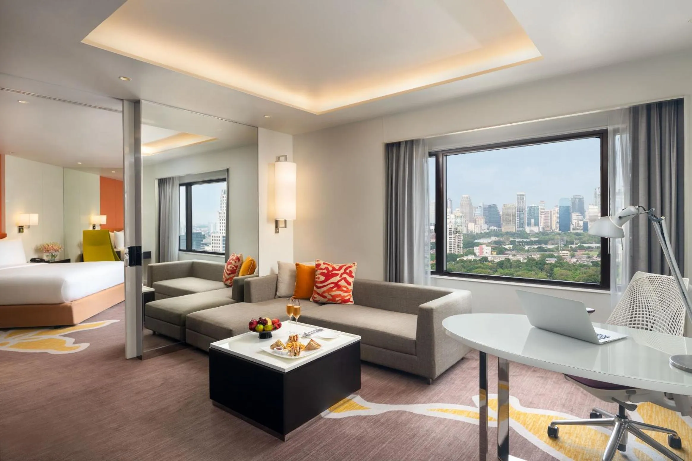 Living room, Bed in Crowne Plaza Bangkok Lumpini Park by IHG