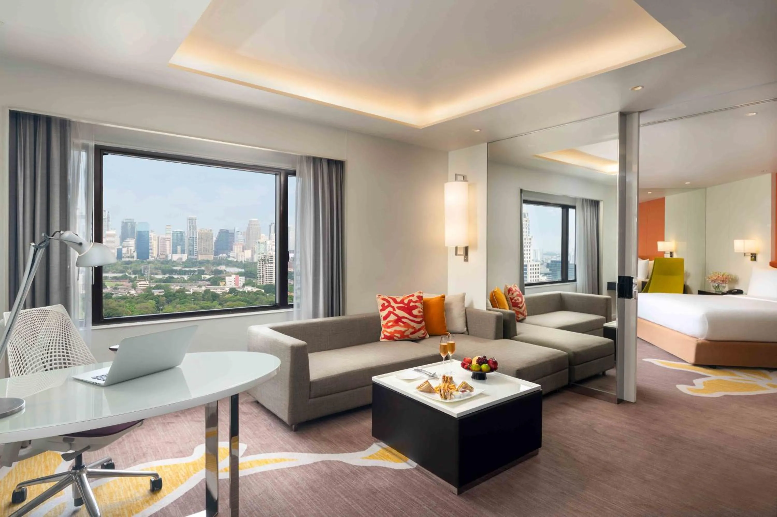 Living room, Bed in Crowne Plaza Bangkok Lumpini Park by IHG