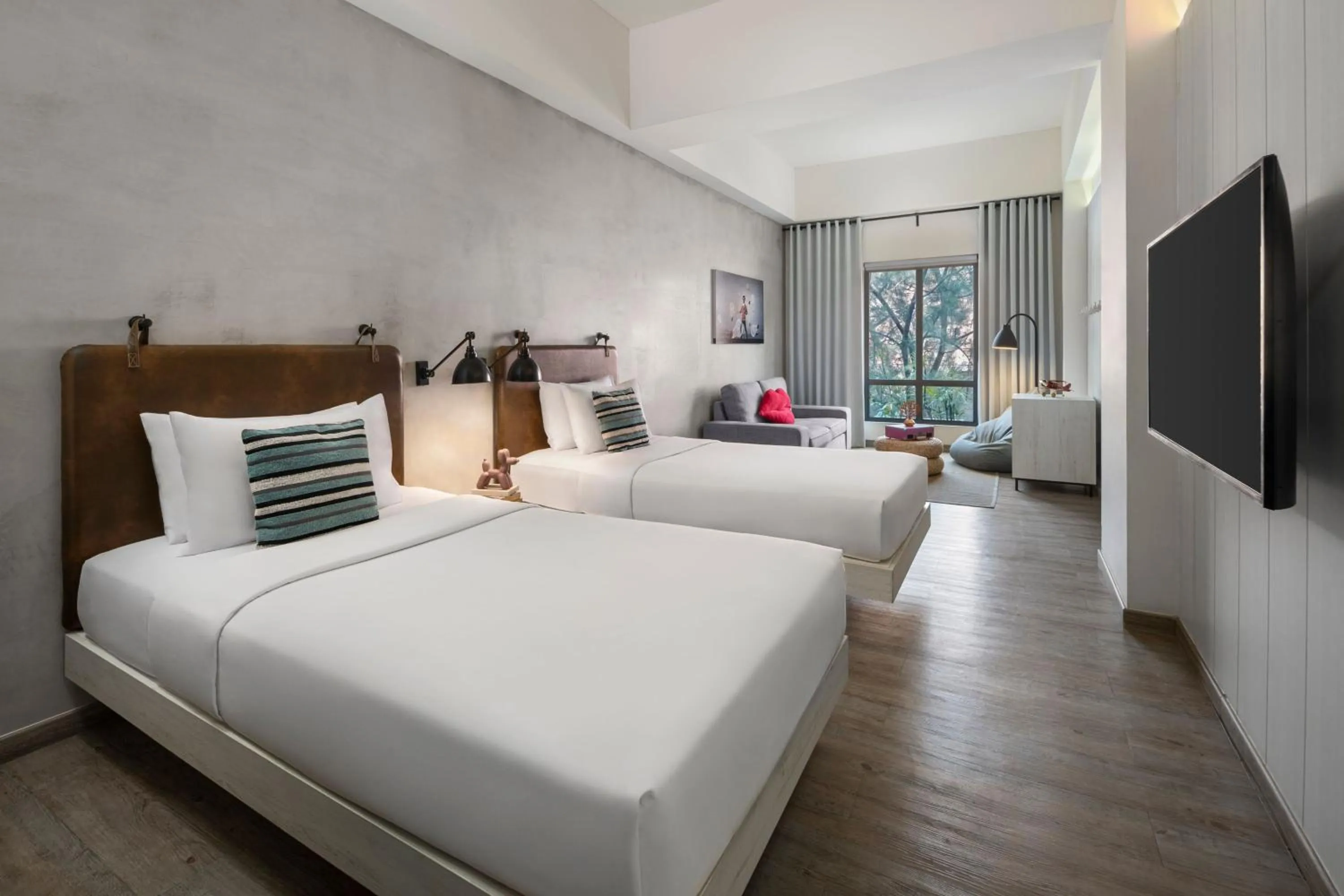 Photo of the whole room, Bed in MOXY Bandung