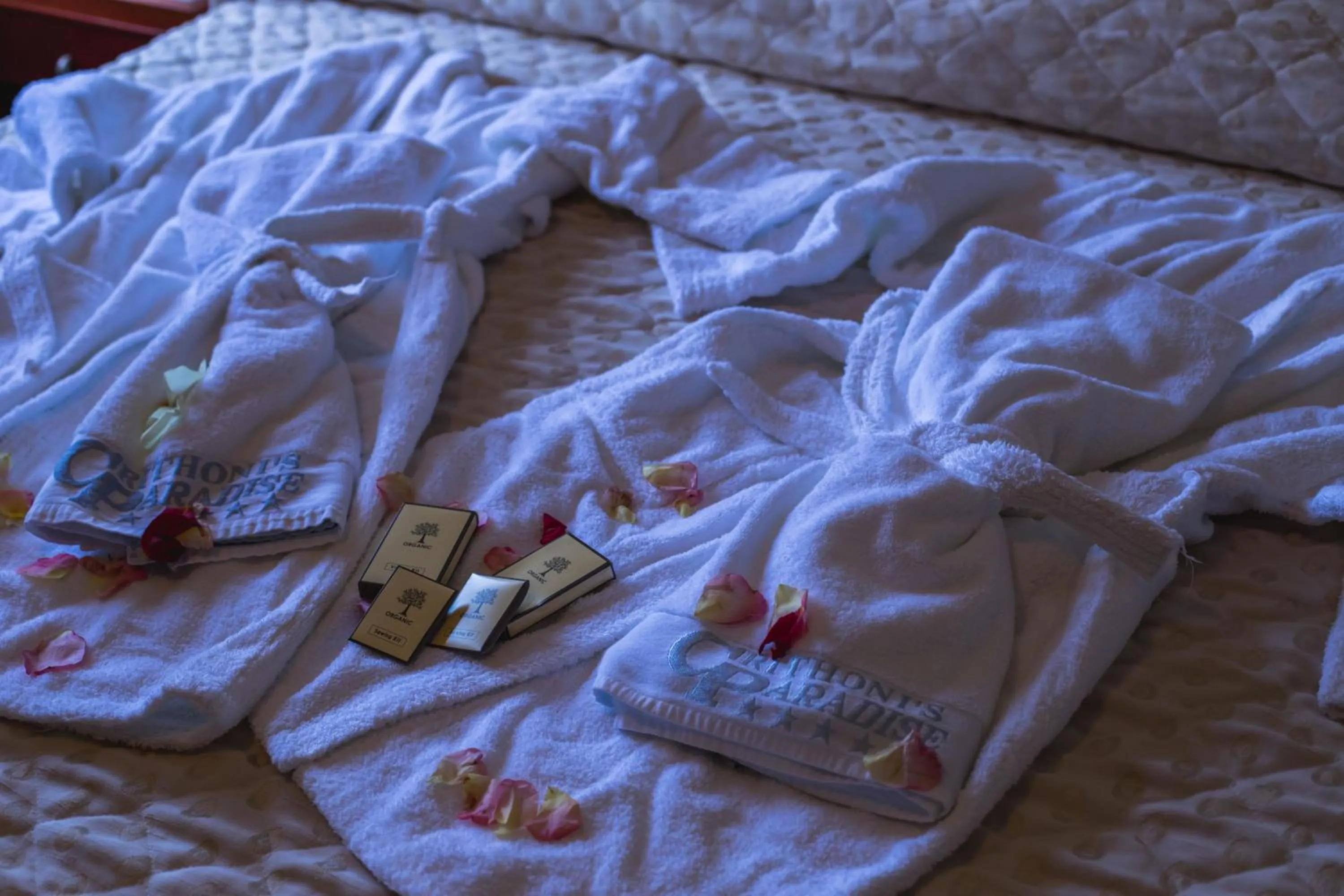 Bed in Crithoni's Paradise Hotel