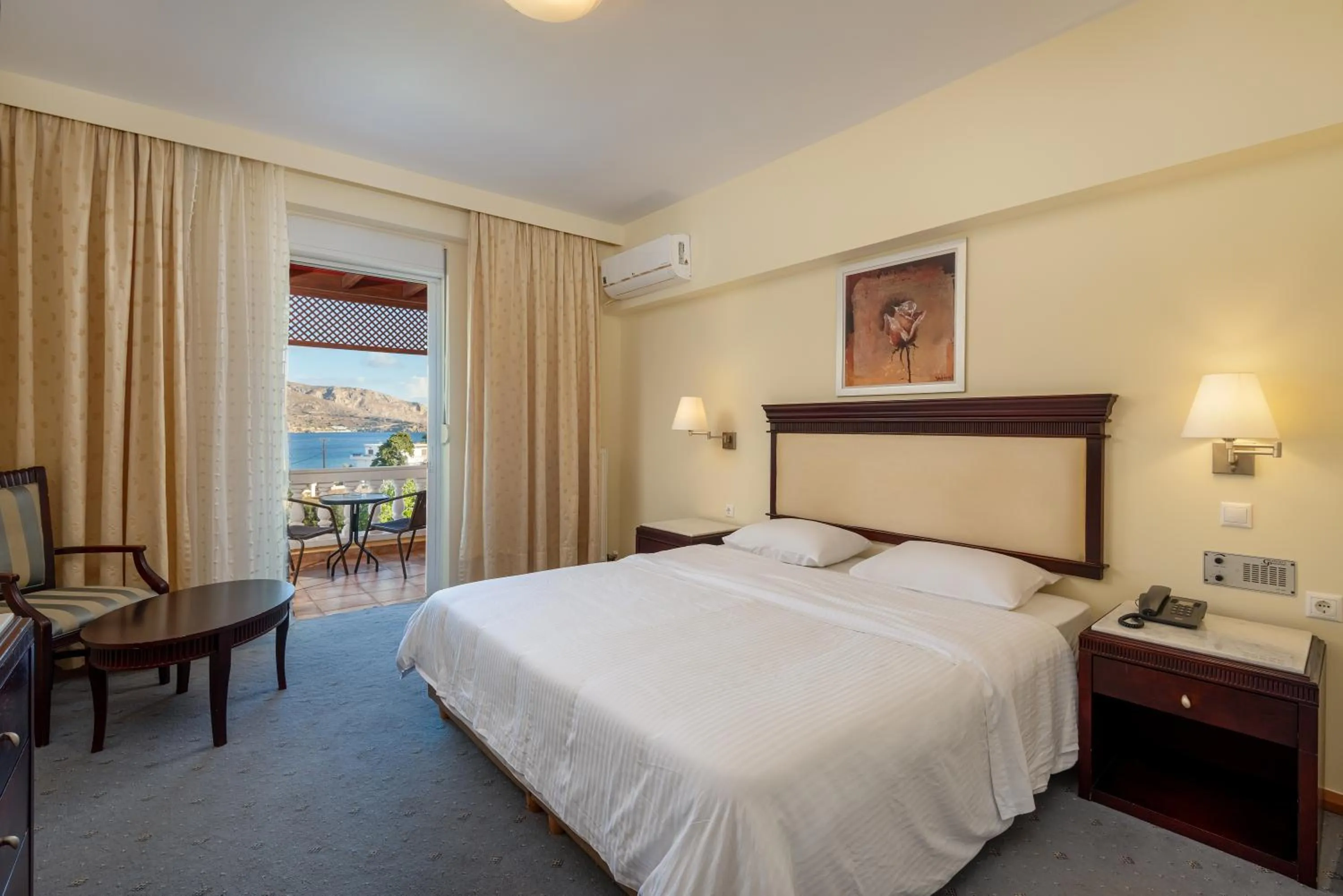 Bed in Crithoni's Paradise Hotel