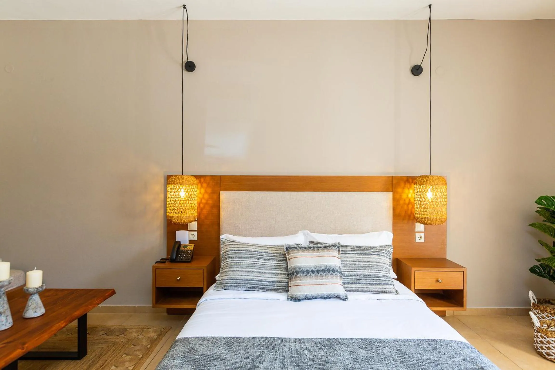 Bed in Nostos Beach Boutique Hotel