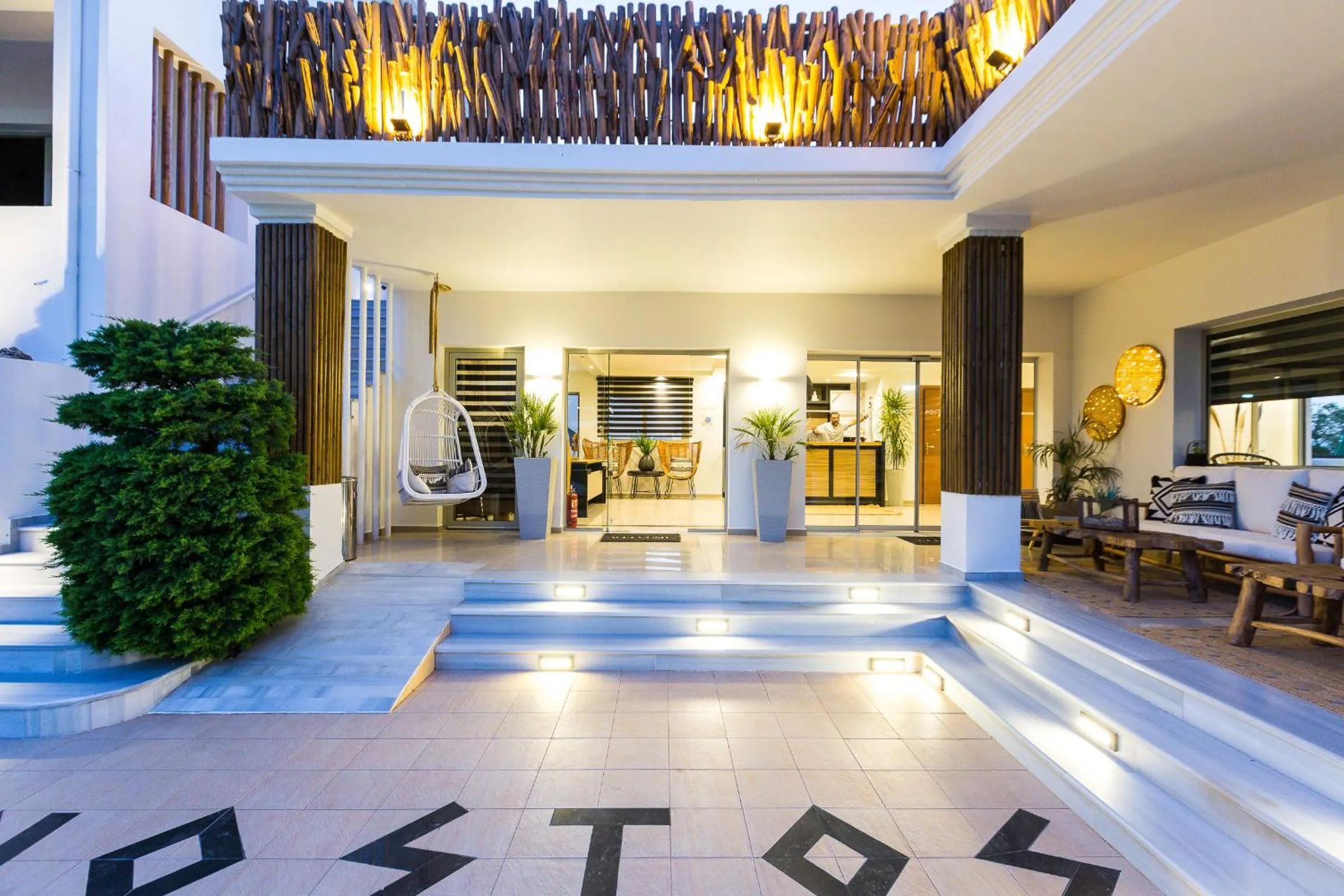 Seating area in Nostos Beach Boutique Hotel