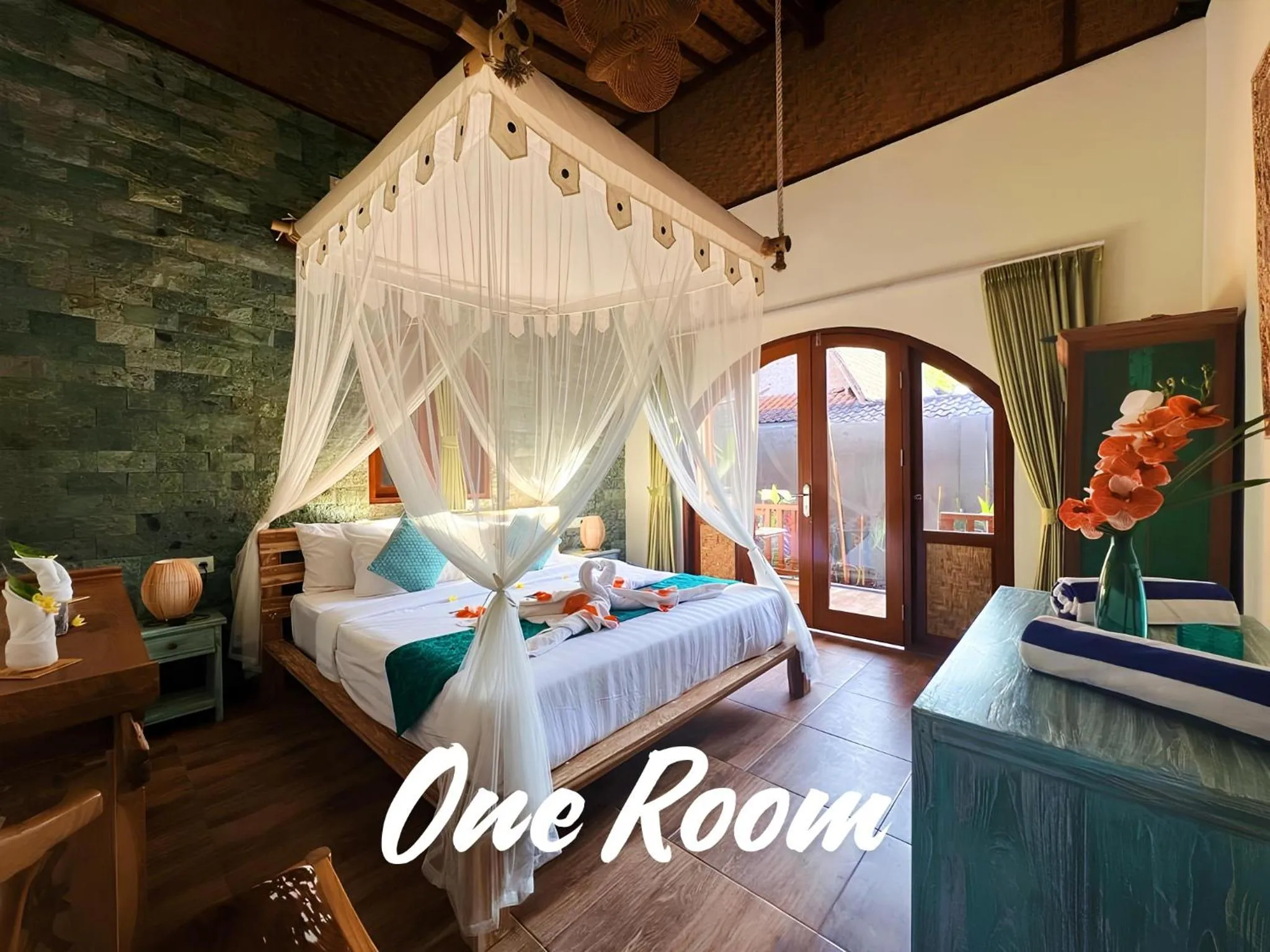 Bed in Uluwatu Lumbung Cottages