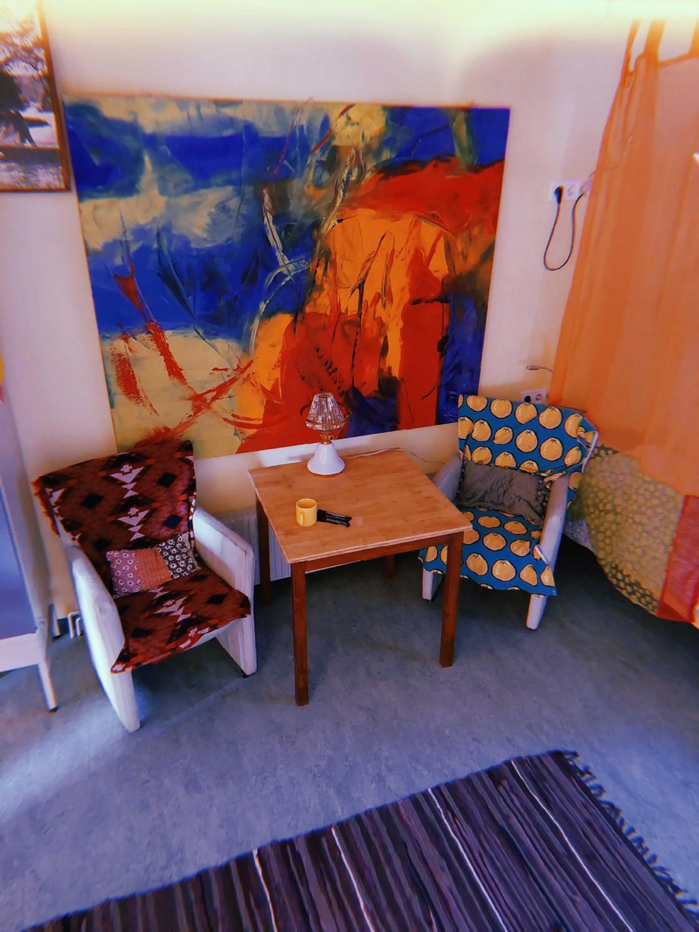 Seating area in Looming Hostel