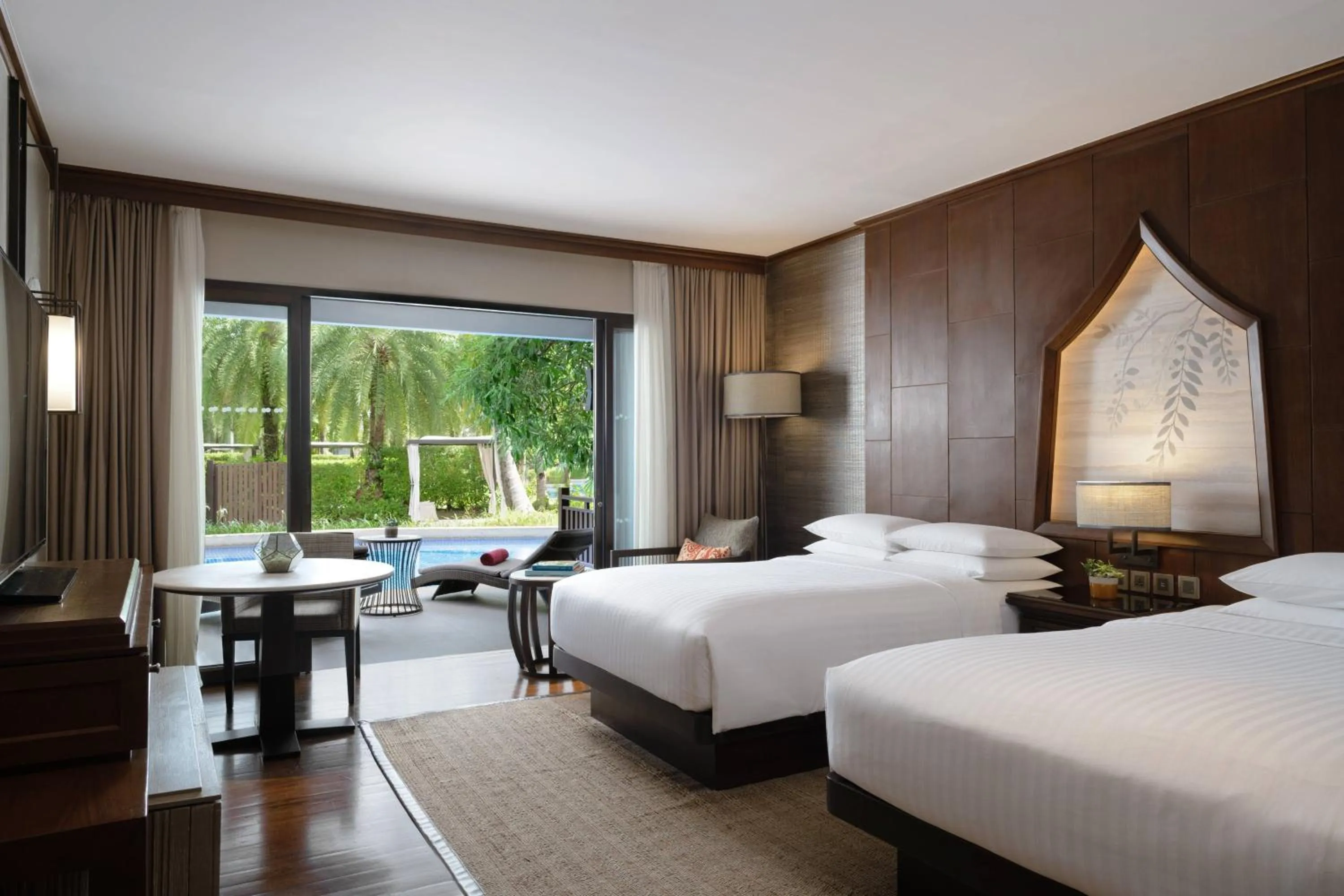 Swimming pool, Bed in Phuket Marriott Resort and Spa, Nai Yang Beach
