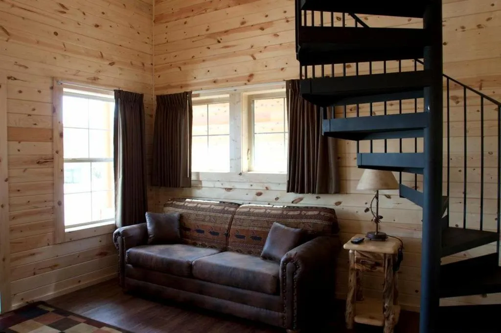 Seating area in Cabins of Mackinac & Lodge