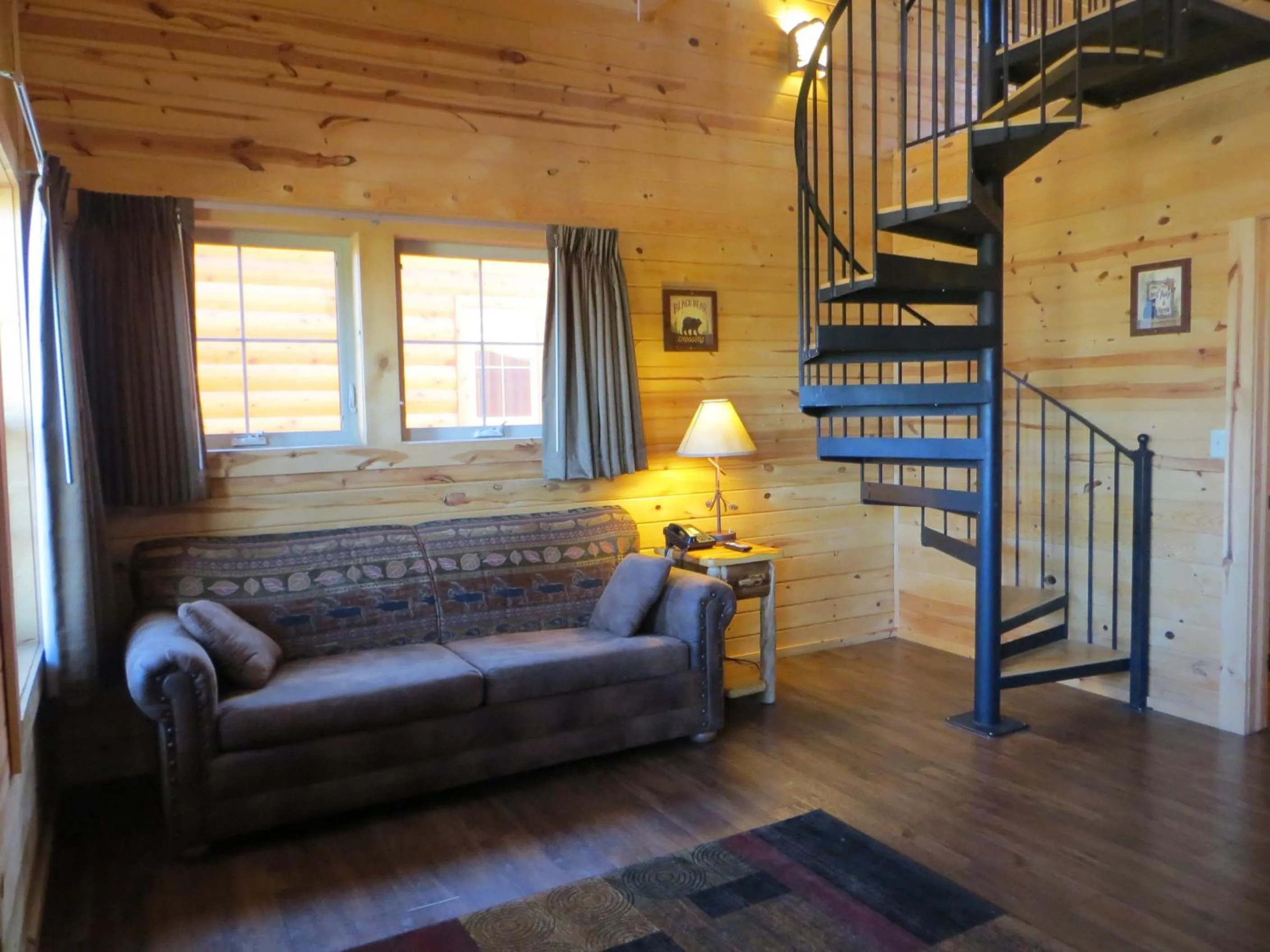 Seating area in Cabins of Mackinac & Lodge