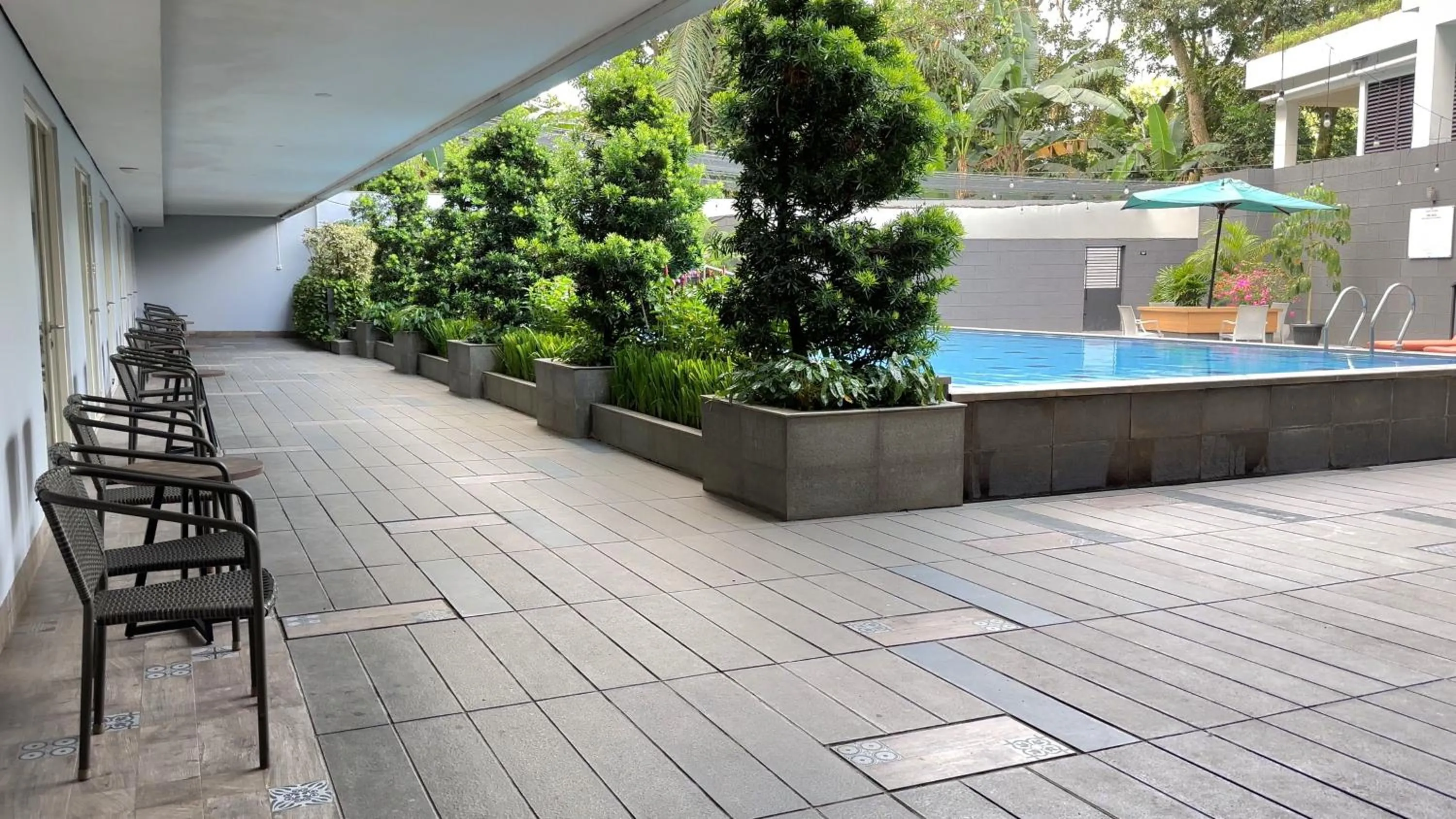 Pool view in d'primahotel Kualanamu Airport Medan