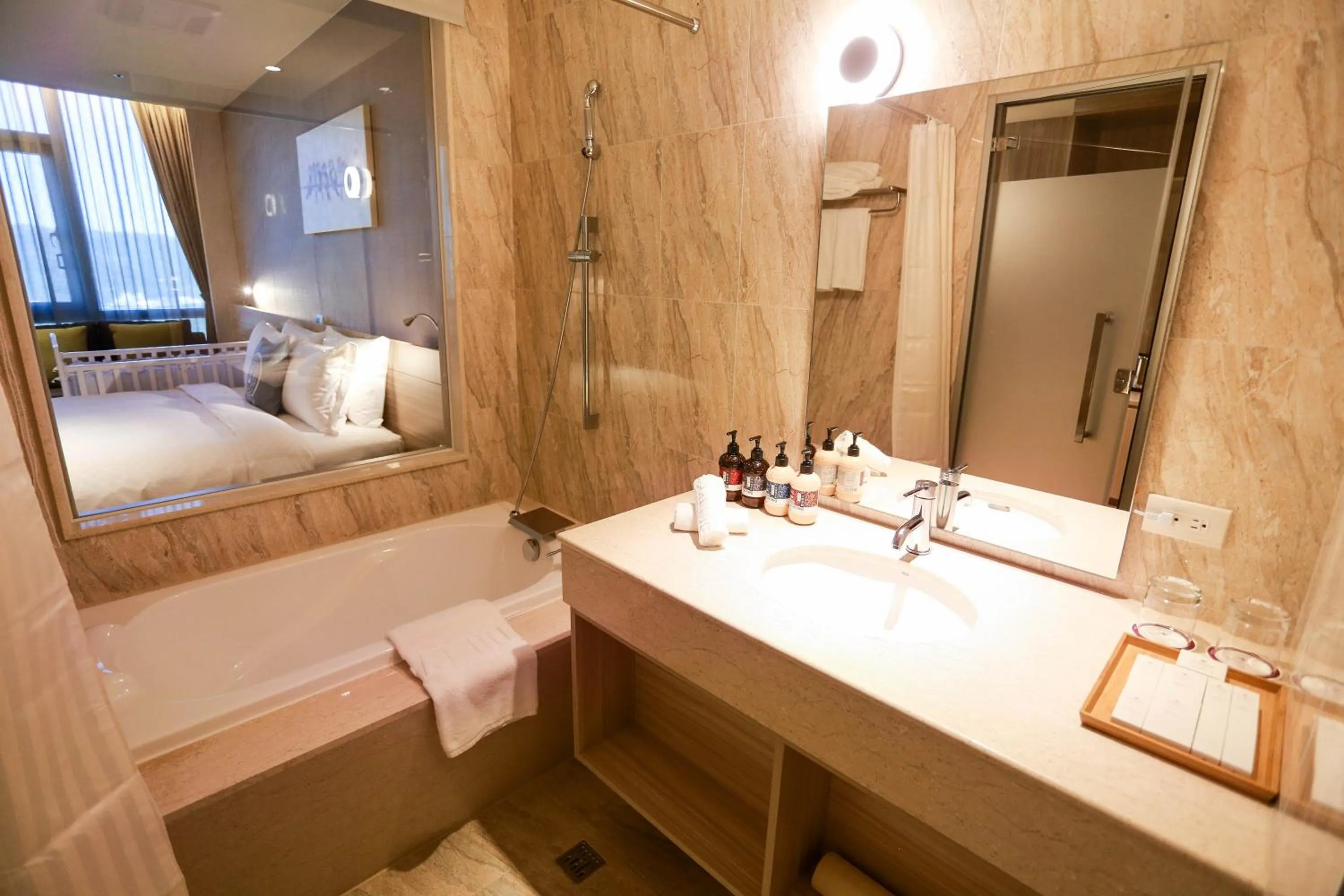 Bathroom, Bed in AJ Hotel Hsinchu