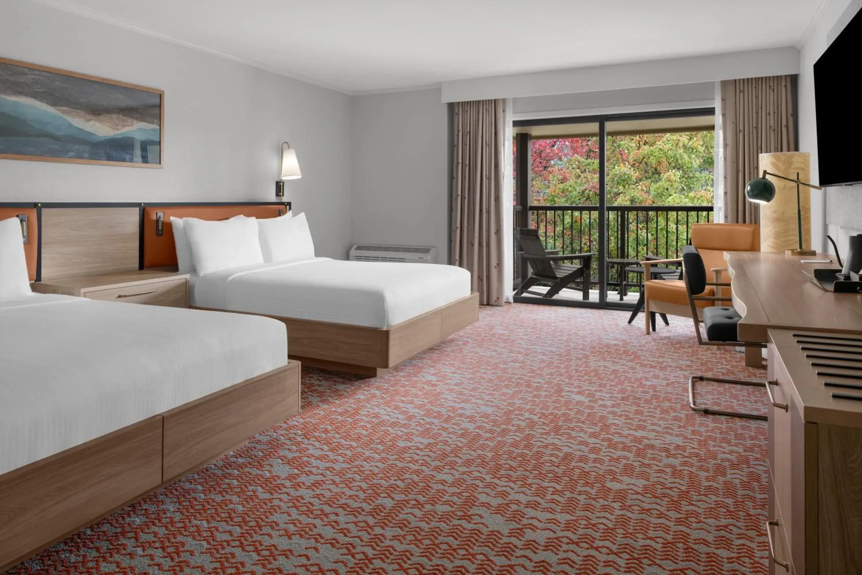 Queen Room with Two Queen Beds with River View in Valley River Inn Queen Room with Two Queen Beds with River View in Valley River Inn