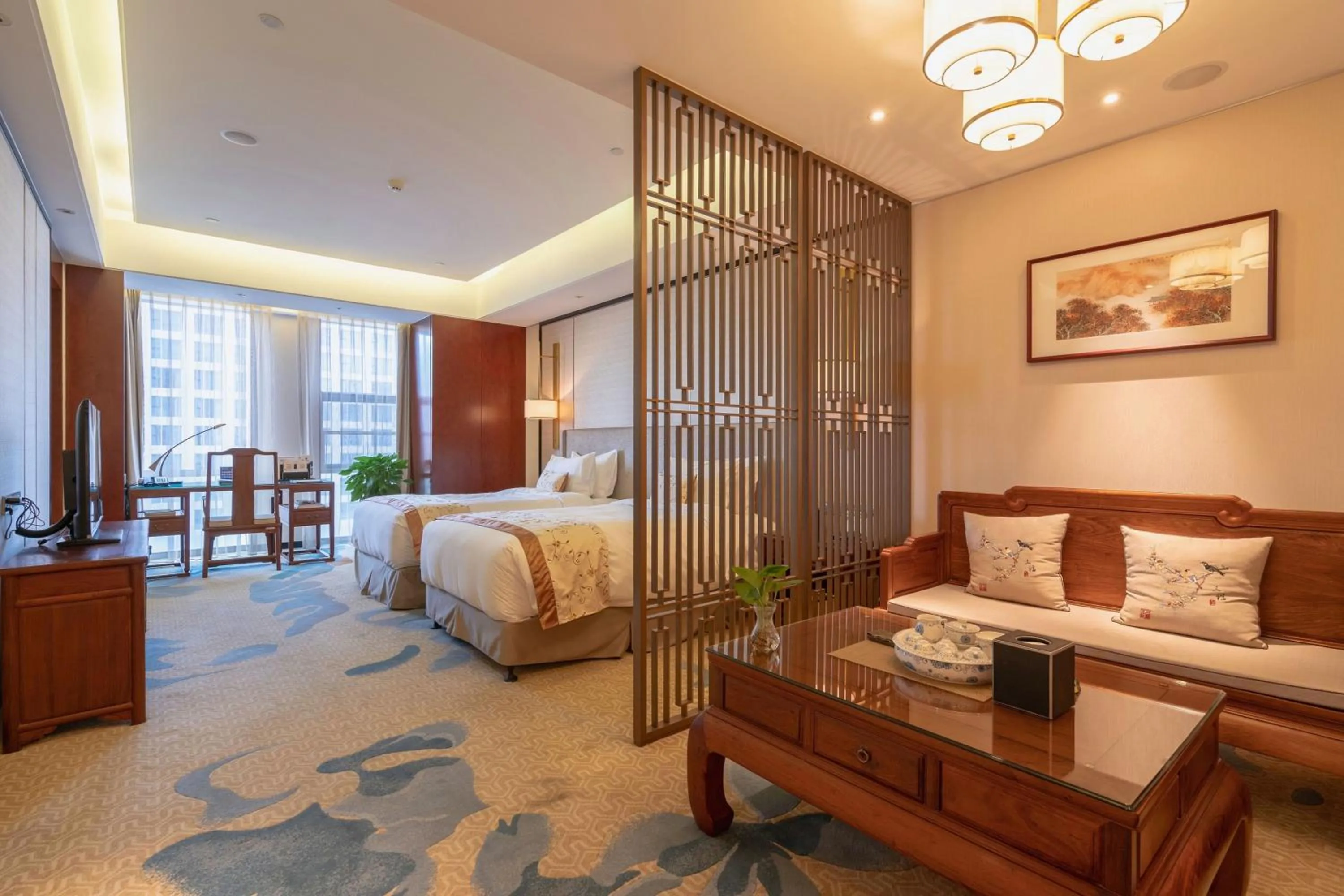 Bed in Ordos Yonggui Hotel