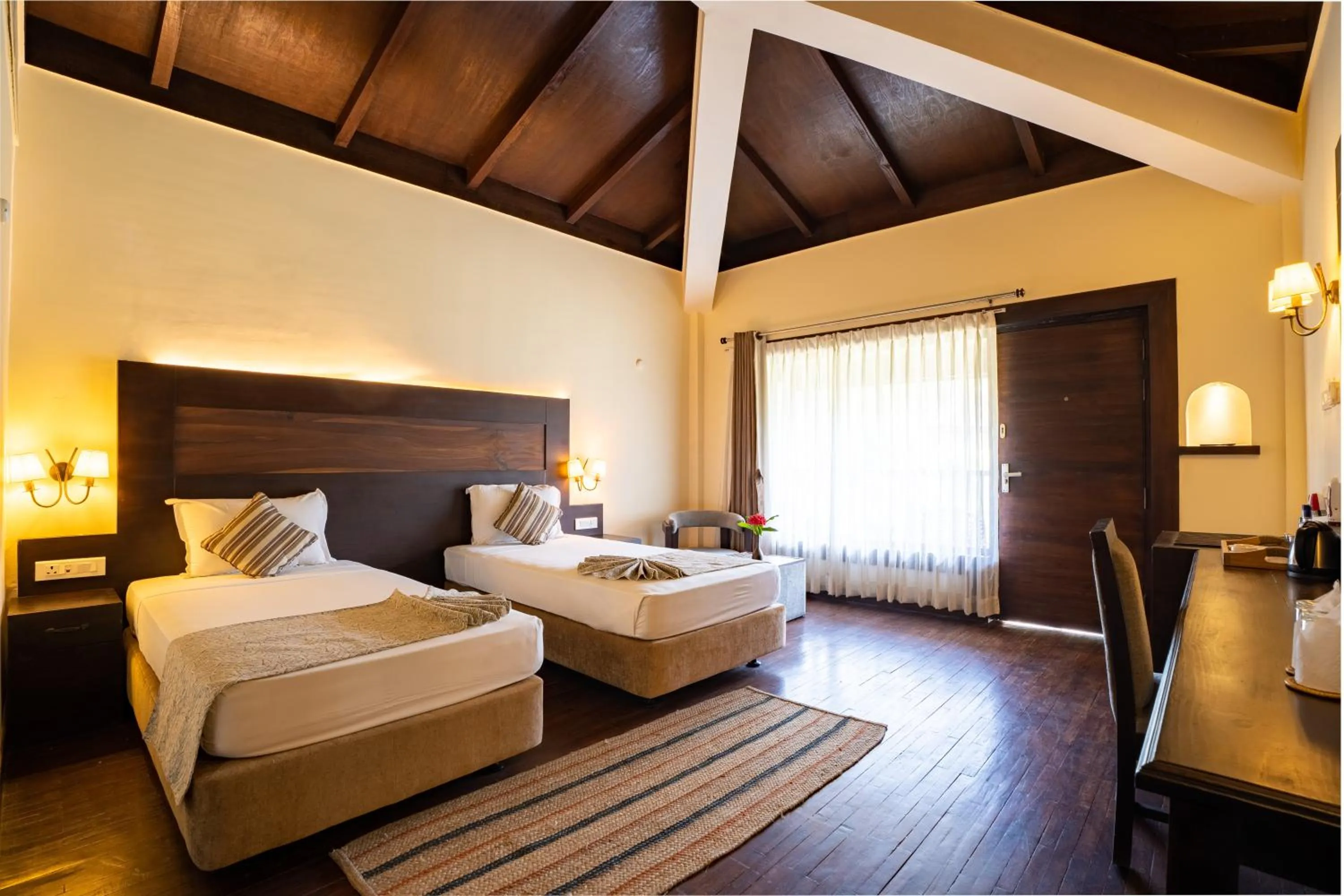 Bed in Jungle Villa Resort - Near Chitwan National Park