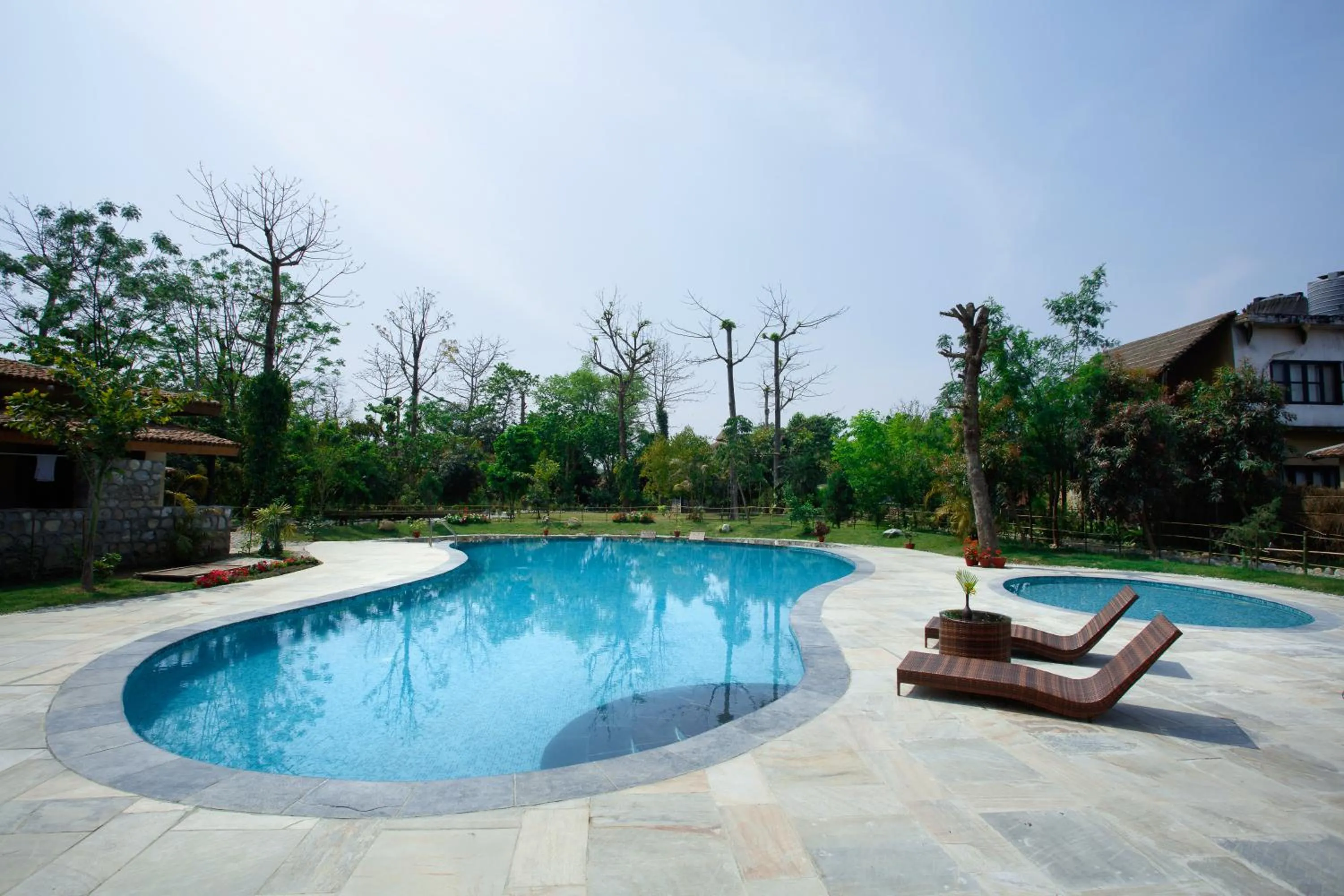 Swimming pool in Jungle Villa Resort - Near Chitwan National Park