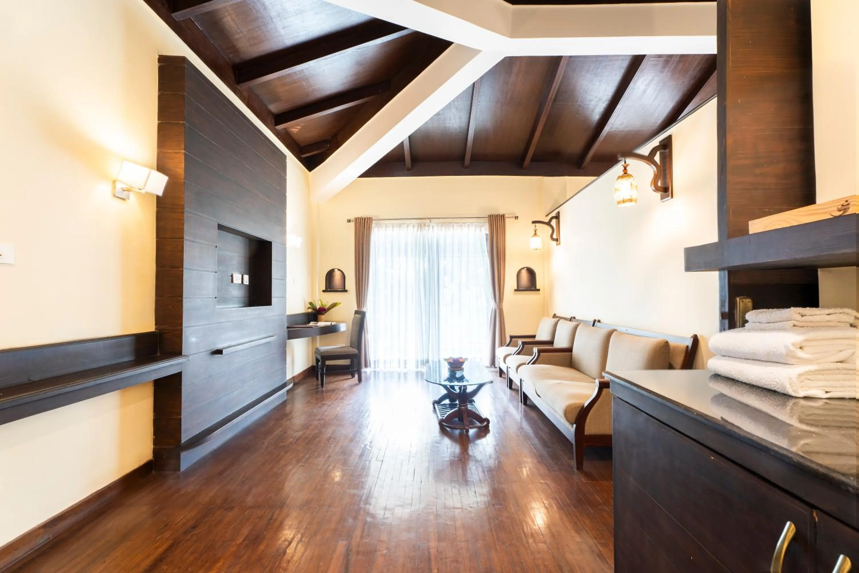 Seating area, Bed in Jungle Villa Resort - Near Chitwan National Park