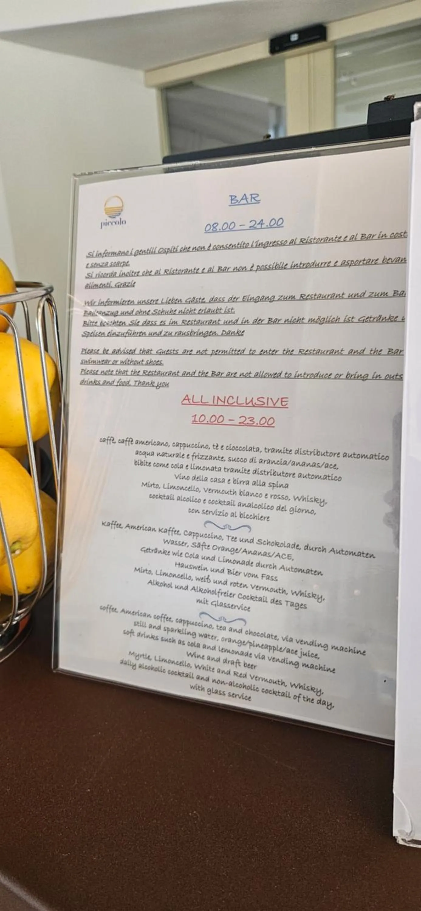 Drinks in Piccolo Hotel - Adults Only