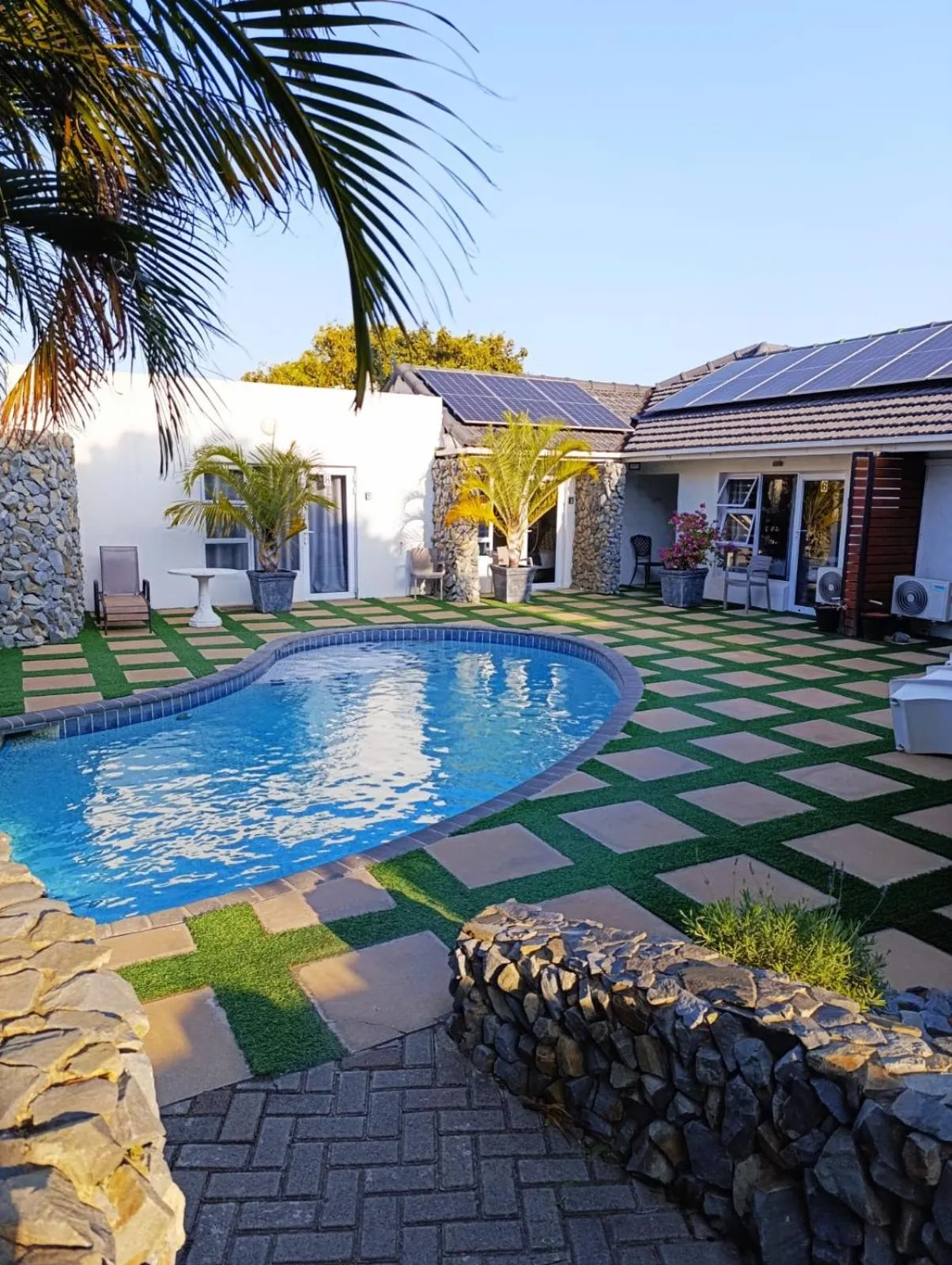 Pool view in Reef View BnB