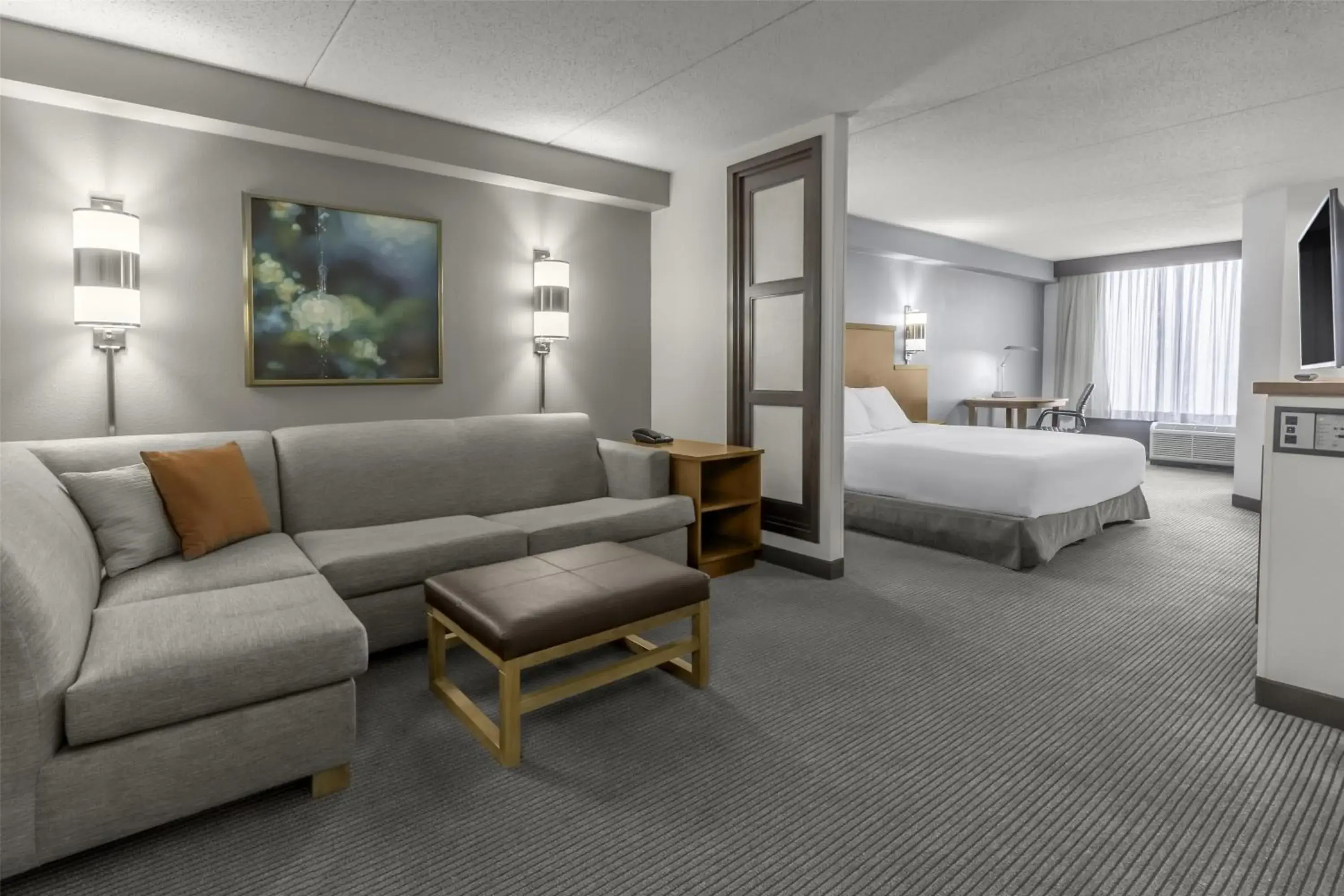 King Room with Sofa Bed and Roll-In Shower - Disability Access in Hyatt Place Charlotte Airport Billy Graham Parkway King Room with Sofa Bed and Roll-In Shower - Disability Access in Hyatt Place Charlotte Airport Billy Graham Parkway