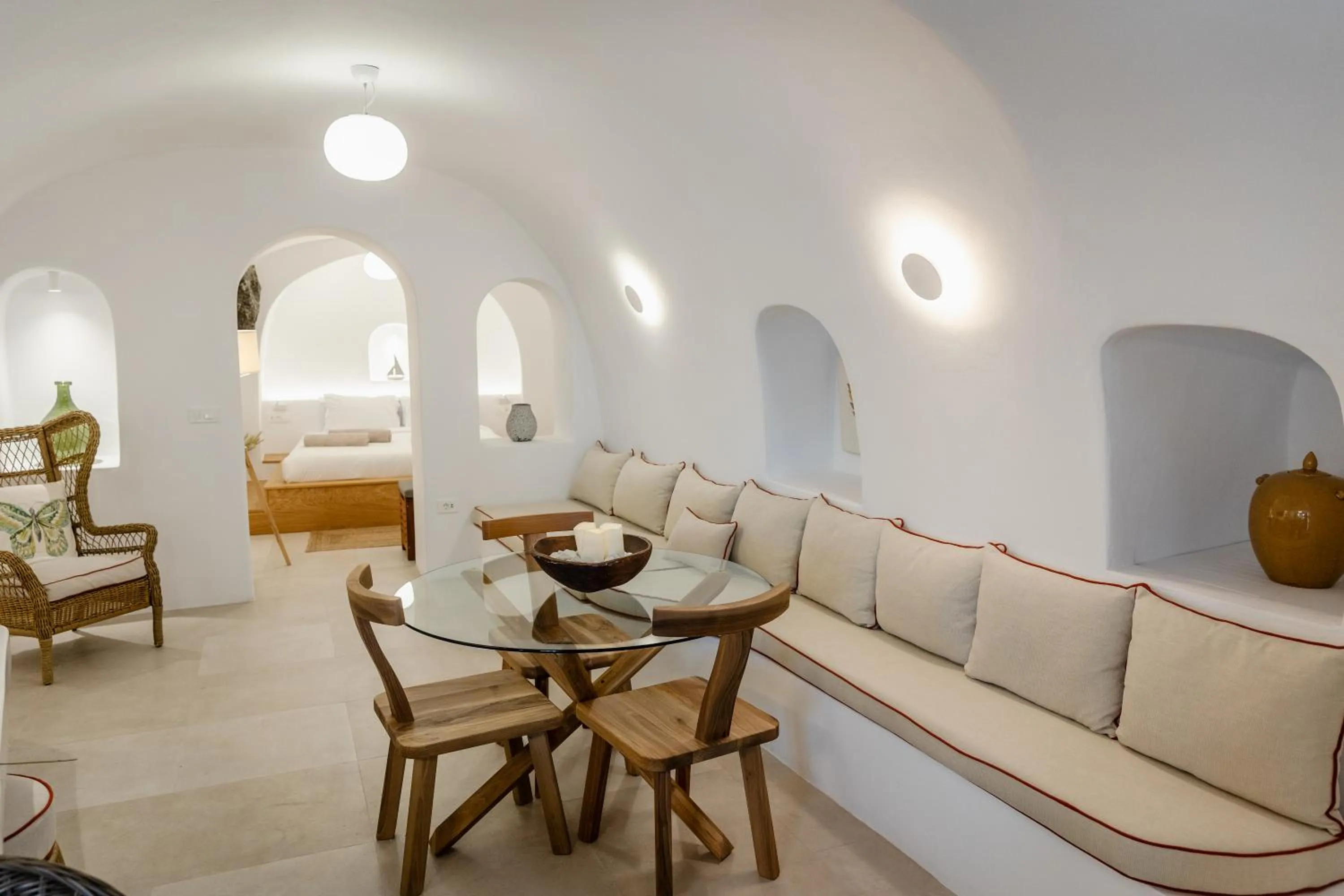 Living room, Bed in Oia Mare Villas