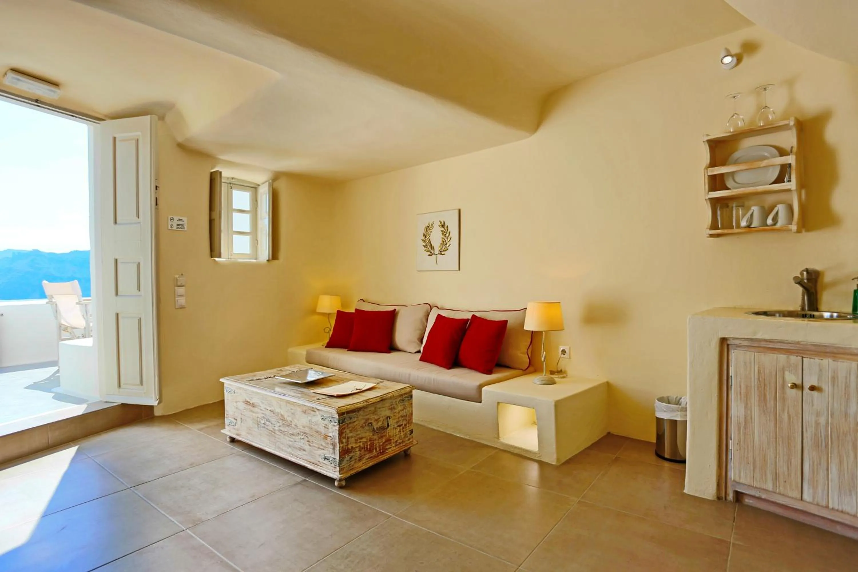 Living room in Oia Mare Villas