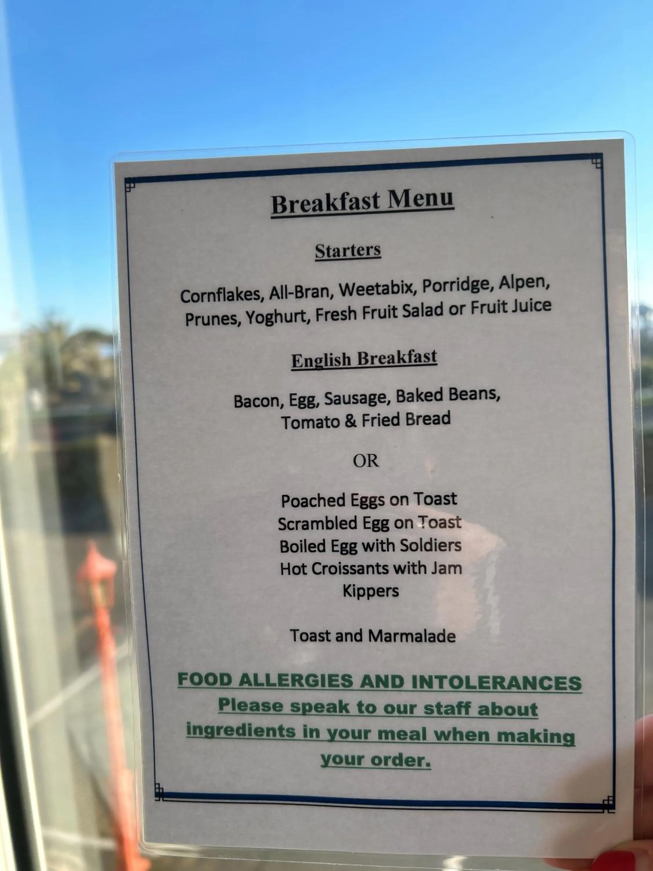 Breakfast in Marine Hotel