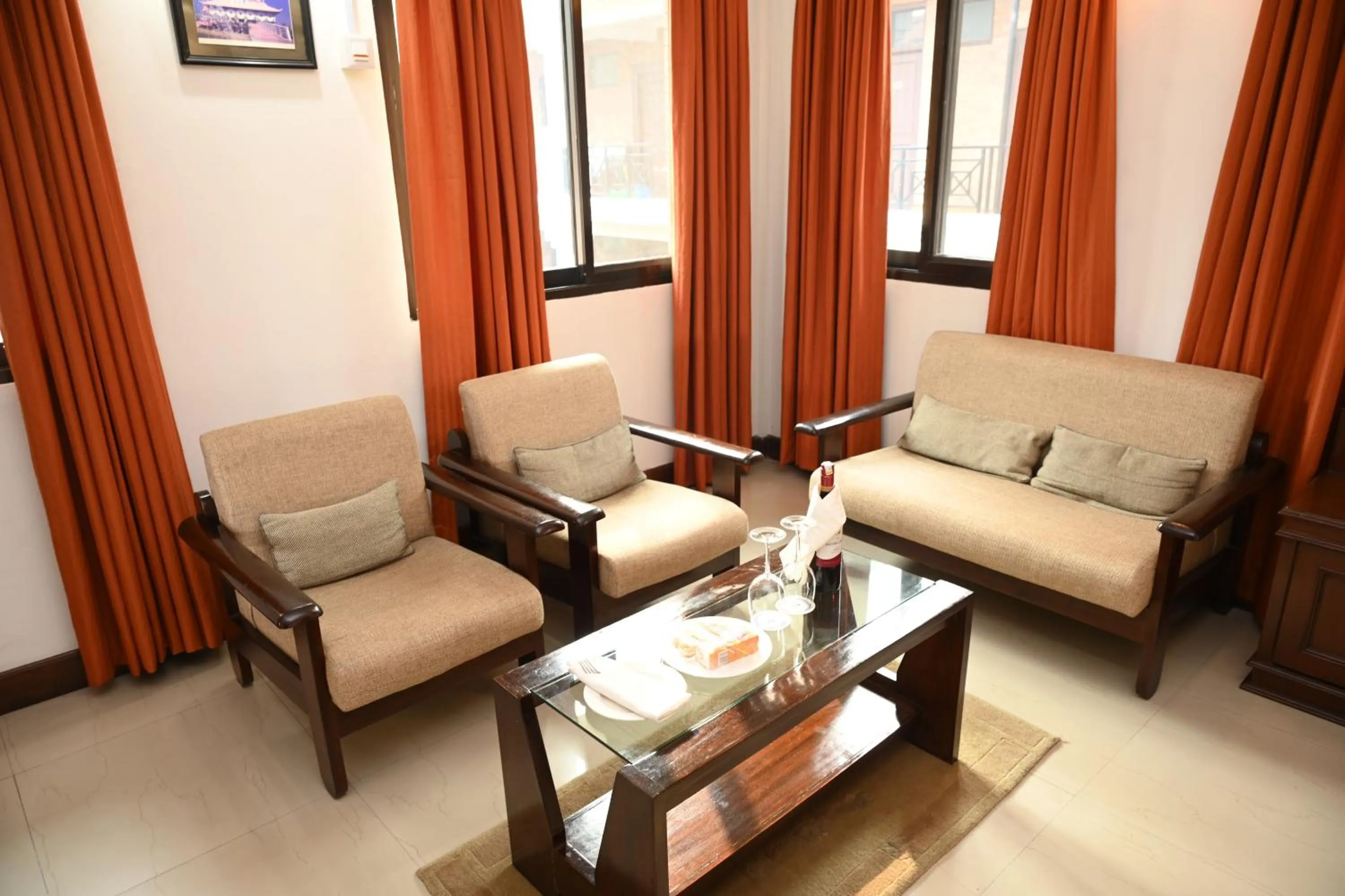 Seating area in Buddha Maya Garden by KGH Group