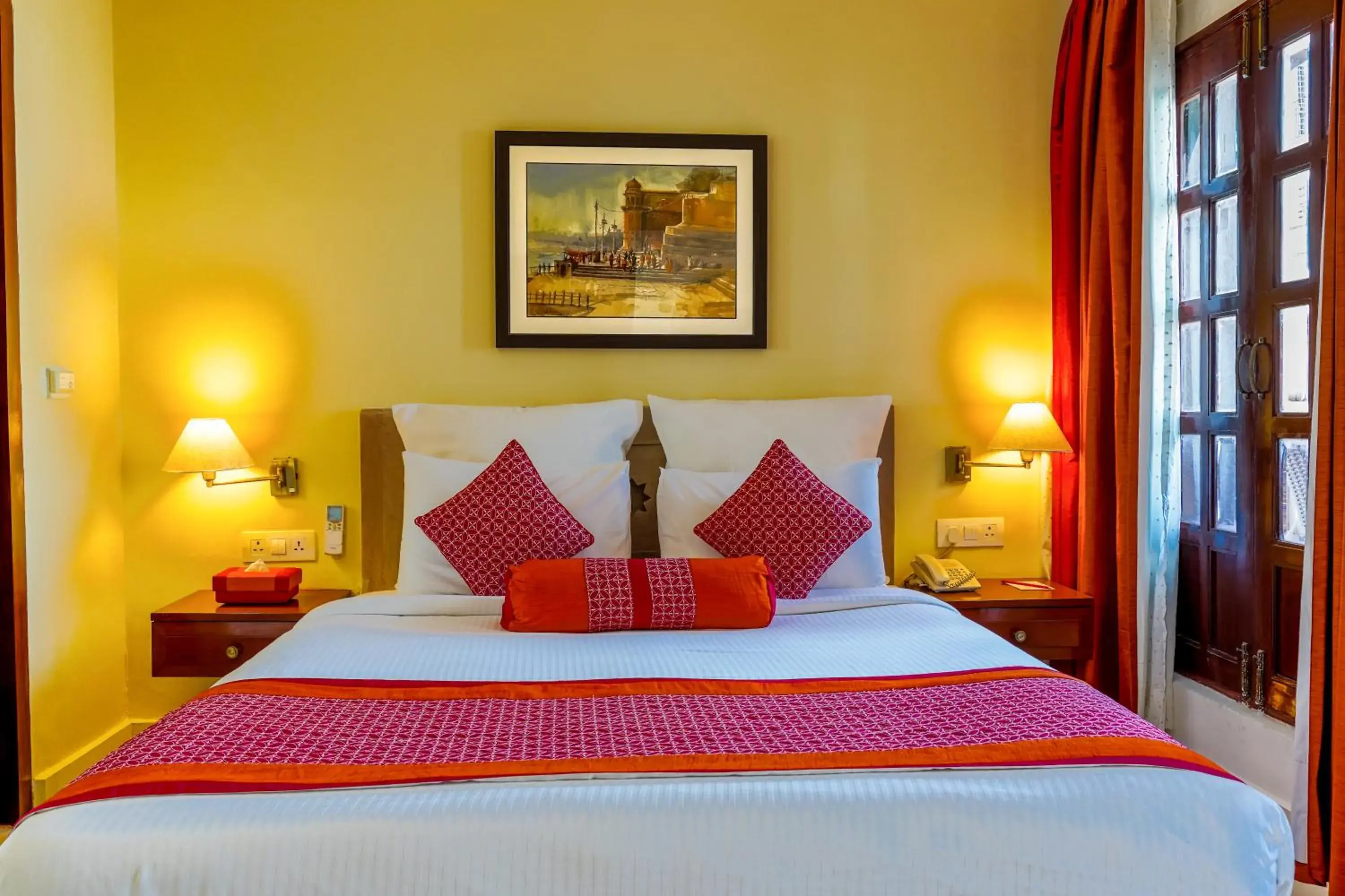 Deluxe Double Room River View with complimentary Mini Bar - single occupancy in Guleria Kothi at Ganges Deluxe Double Room River View with complimentary Mini Bar - single occupancy in Guleria Kothi at Ganges