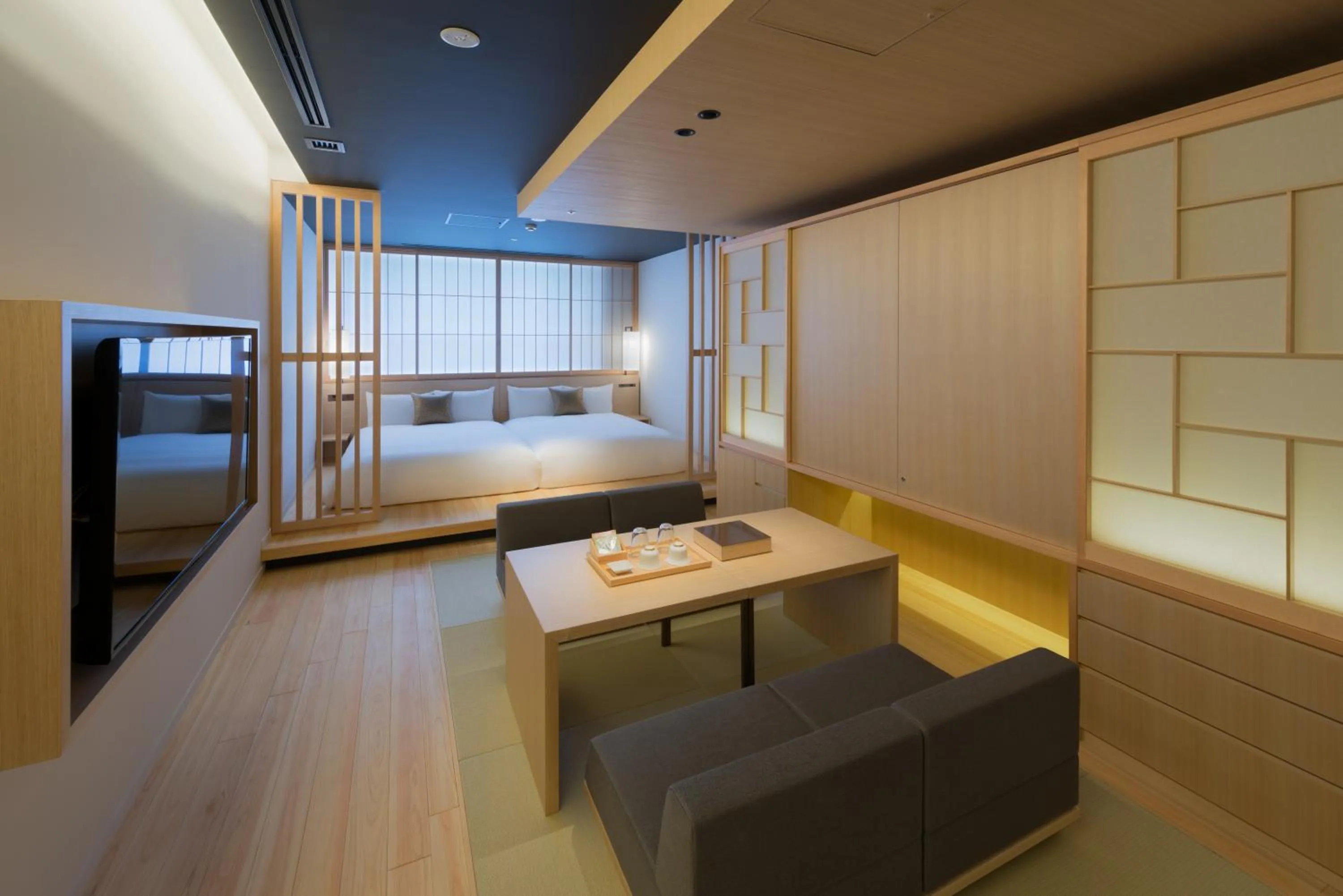 Photo of the whole room, Bed in hotel kanra kyoto