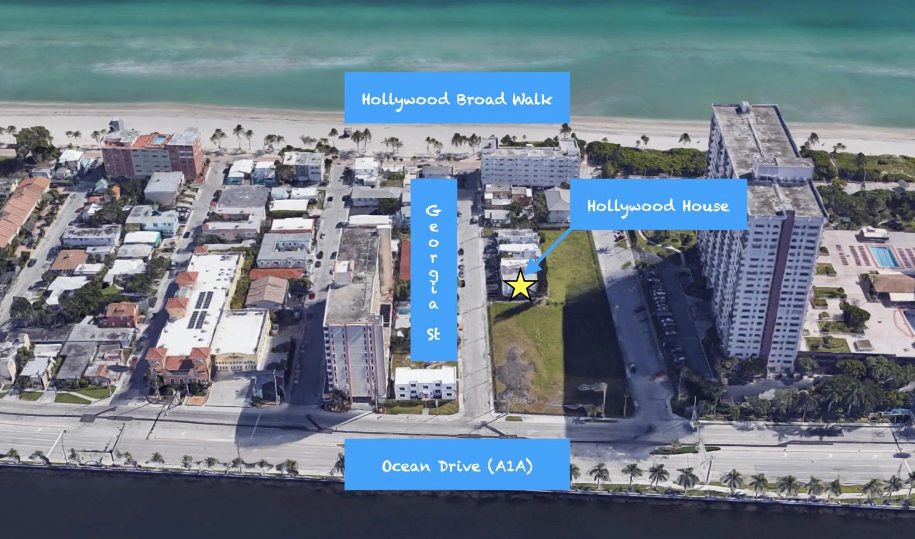 Bird's eye view in Hollywood Beachfront House